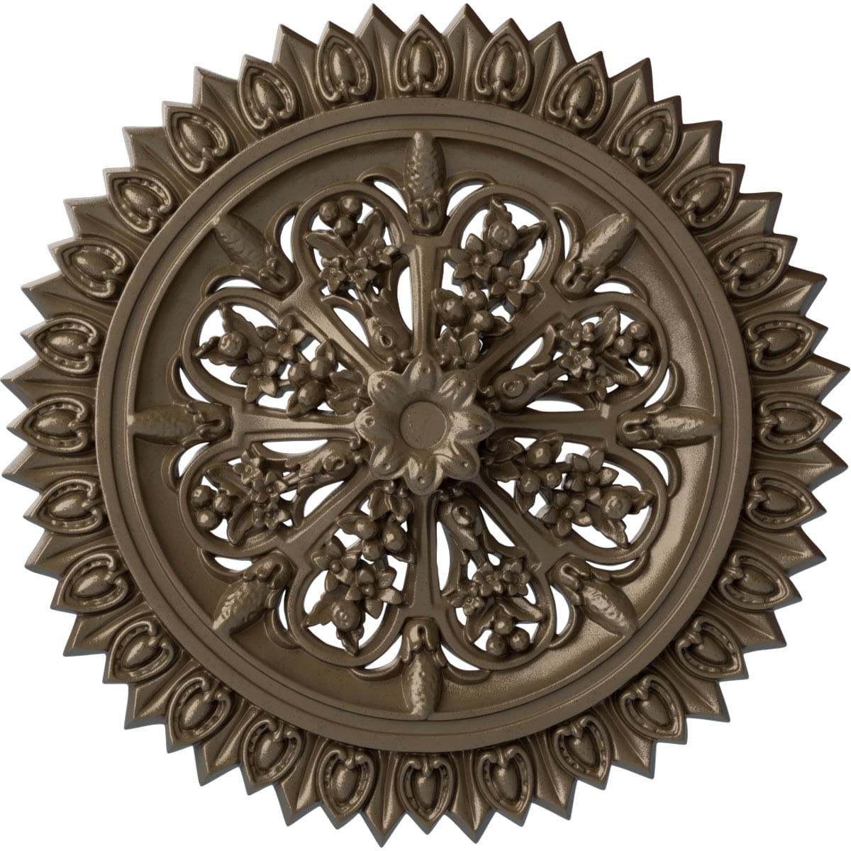 Ekena Millwork CM24LAWSS Lariah 24.75-in W x 24.75-in L Painted Warm Silver Polyurethane Whole Ceiling Medallion