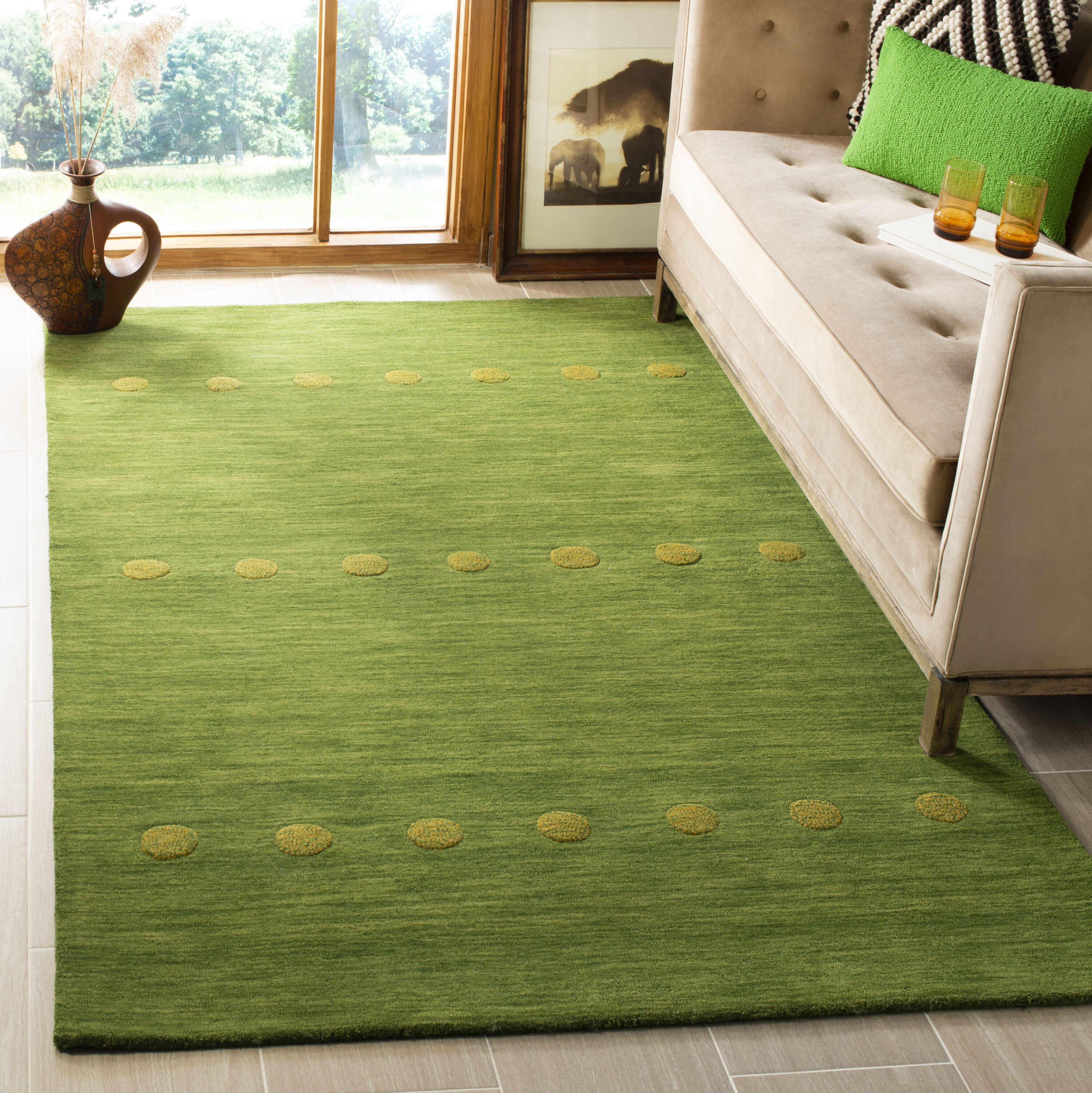  Himalaya 590 Green Contemporary 5ft x 8ft Medium Rectangle Rug
