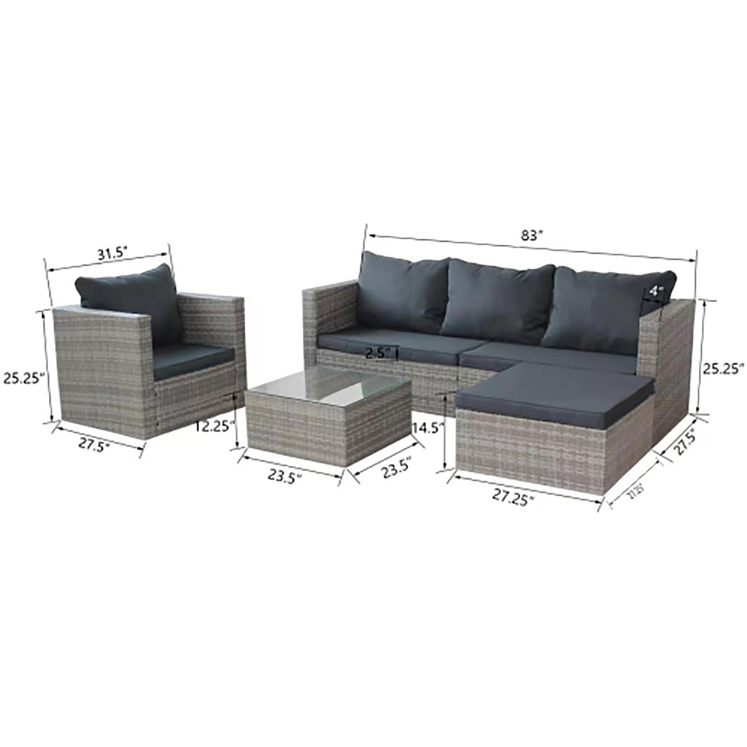 GZMR GR-RFS013 Patio-Conversation-Sets - View #12