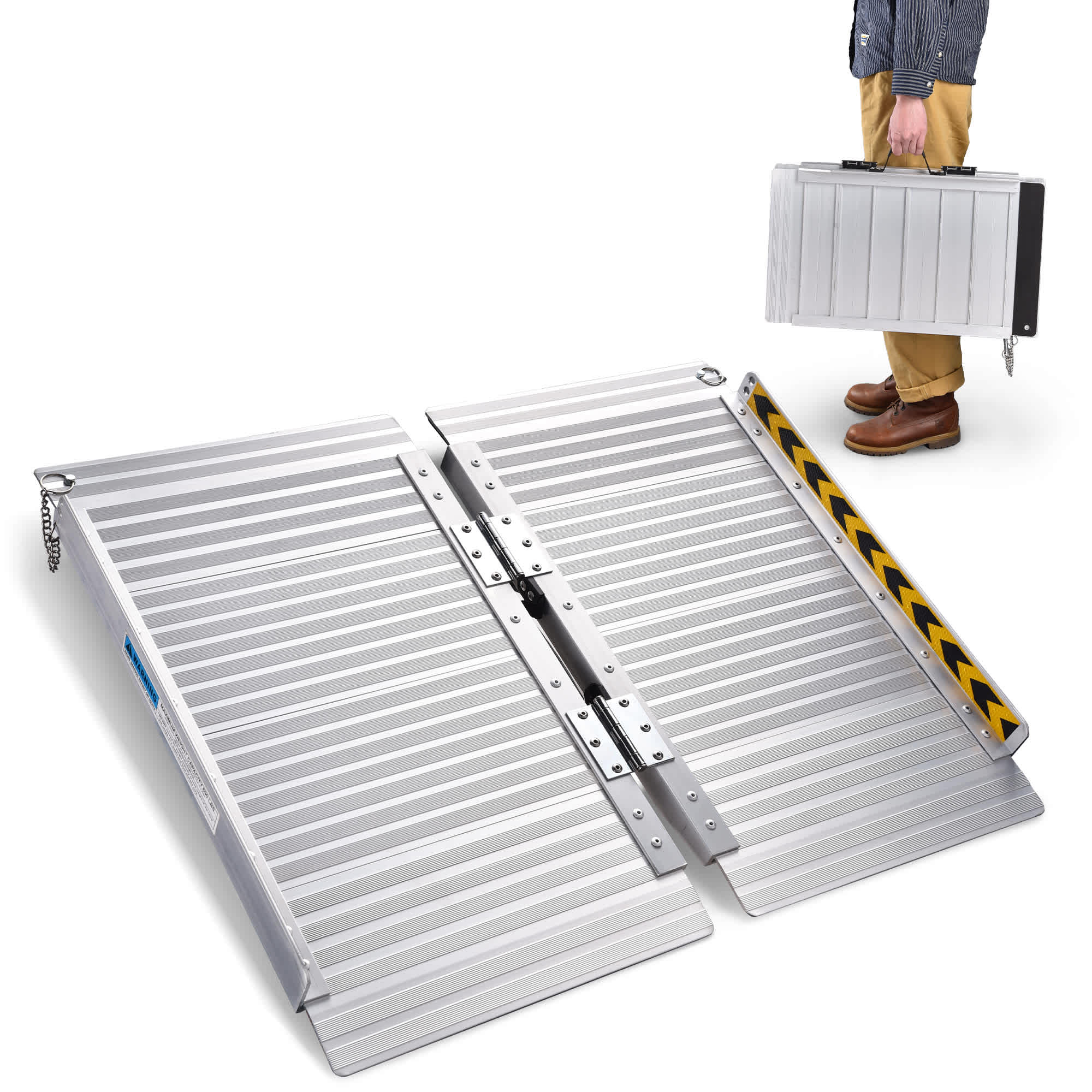 Yescom 38WCR001-2FT-11-LO 2 Feet Aluminum Wheelchair Ramp Folding Mobility Scooter Anti-slip Steps Support of 600 Pounds