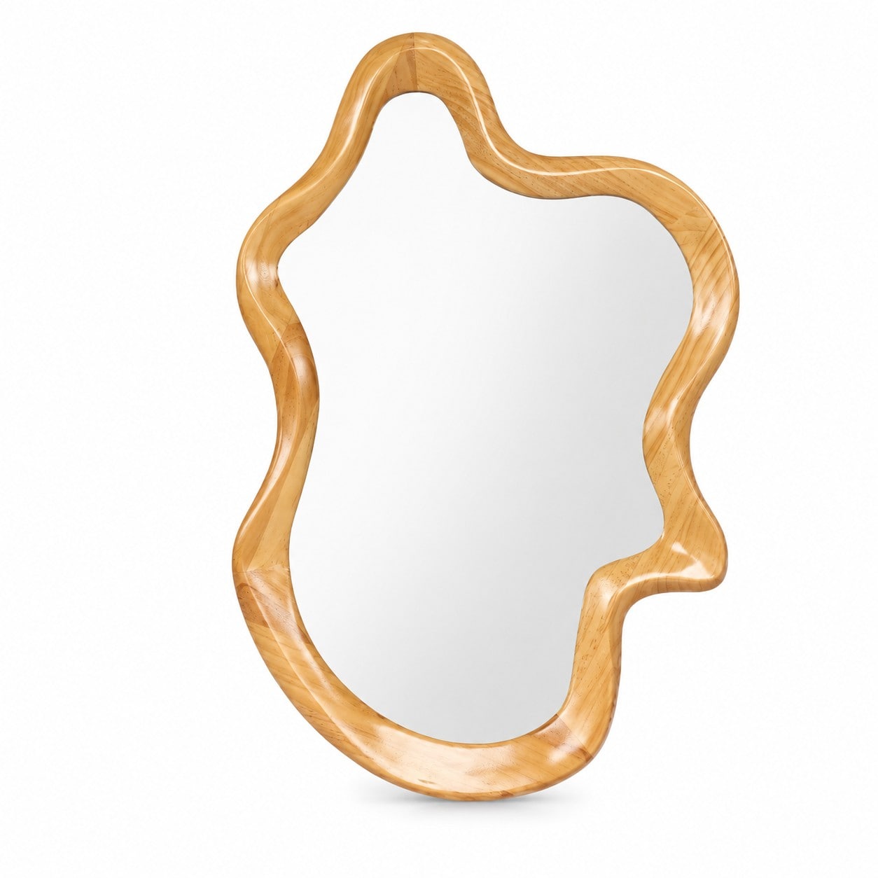 YOSIMFUR 33.46x 22.24 Inch Irregular Wall Mirror Natural Solid Wood Frame Modern Aesthetic Decorative Vanity Mirror Undistorted HD Glass Accent Mirror for Bathroom Bedroom Living Room Entryway Home Decor