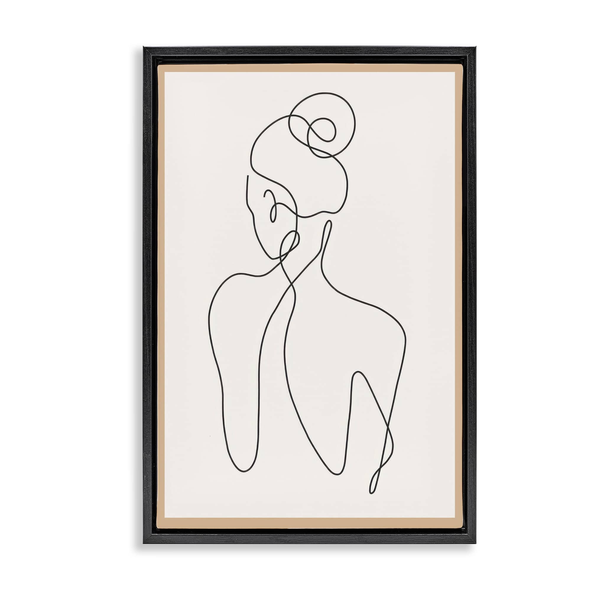 Stupell Industries BT-859-FFB-20X30 Minimal Woman Line Drawing Black Framed Floater Canvas Wall Art By LSR Creative Studio 21 x 31