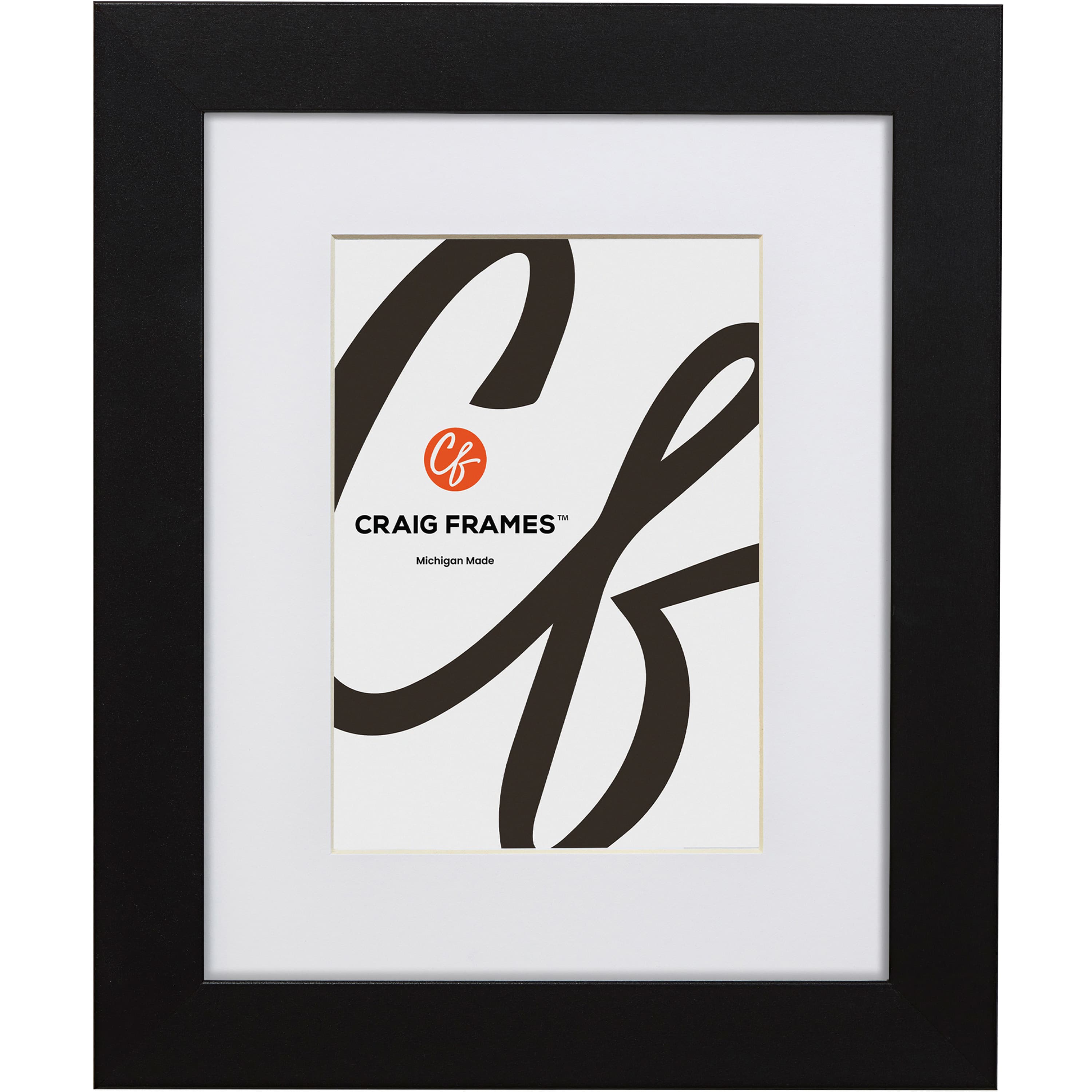 Craig Frames 024142001B31A 14x20 Matted to 11x17 Picture Frame Black Bauhaus 125 1.25 Inch MDF Moulding Wall Display for Art Posters or Photos