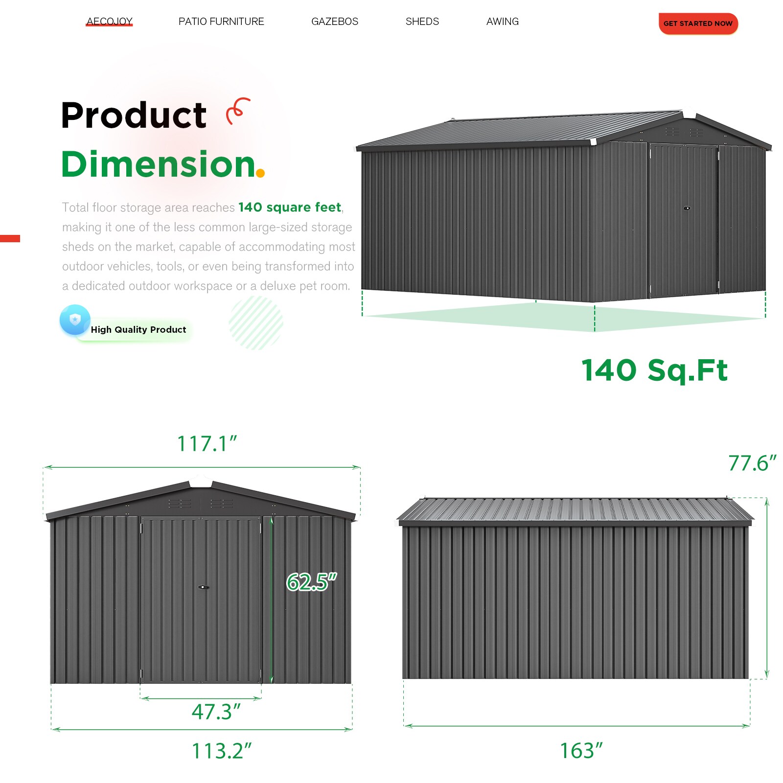 AECOJOY 16331DG-LS02 Metal-Storage-Buildings-Sheds - View #3