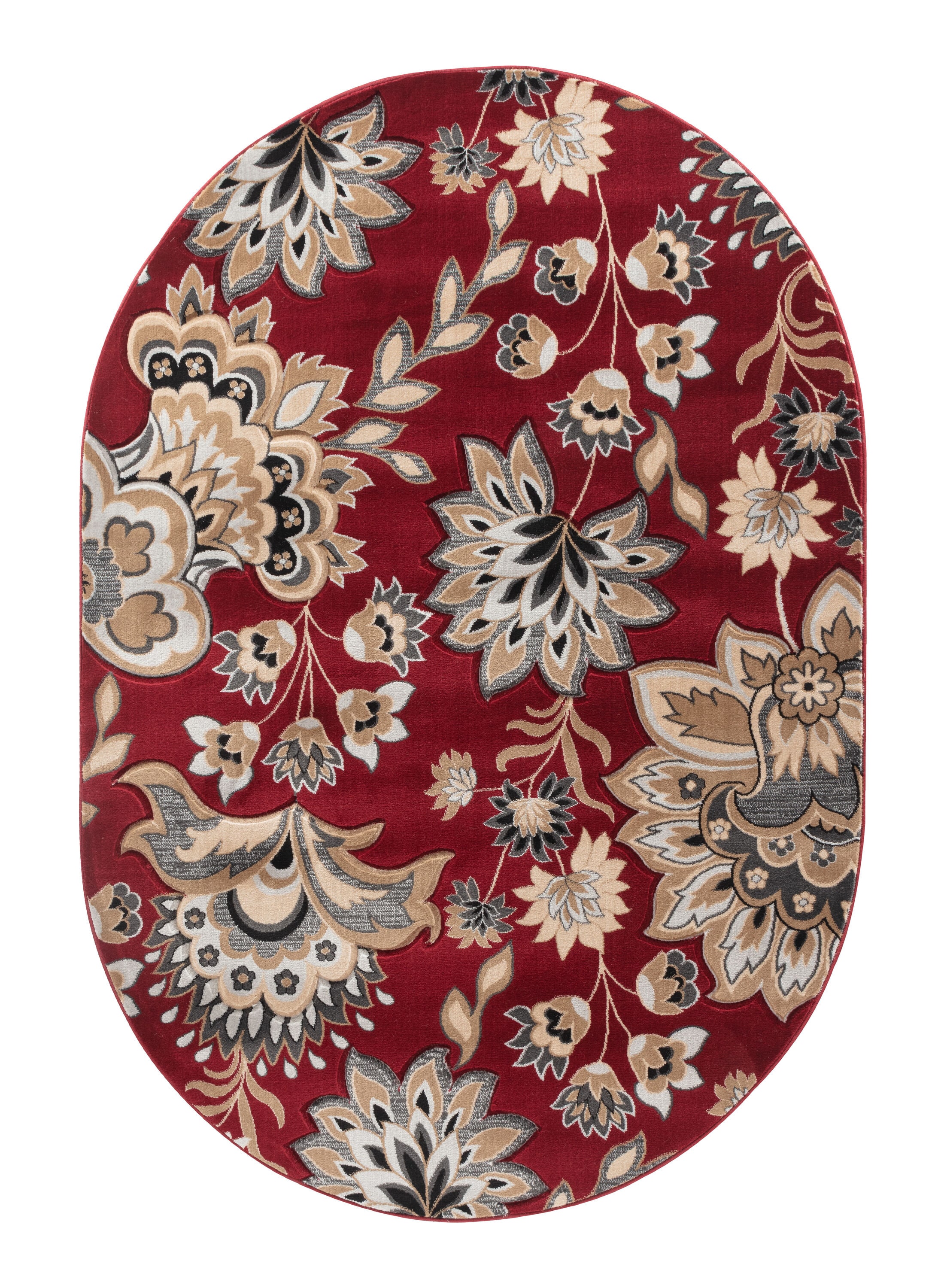 MDA Rugs Glamour 5 X 7 (ft) Black/Cream Oval Indoor Floral Area Rug in the  Rugs department at