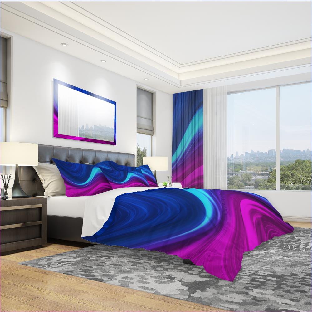 Designart BED3054-Q 3 -Piece Blue Queen Duvet cover Set