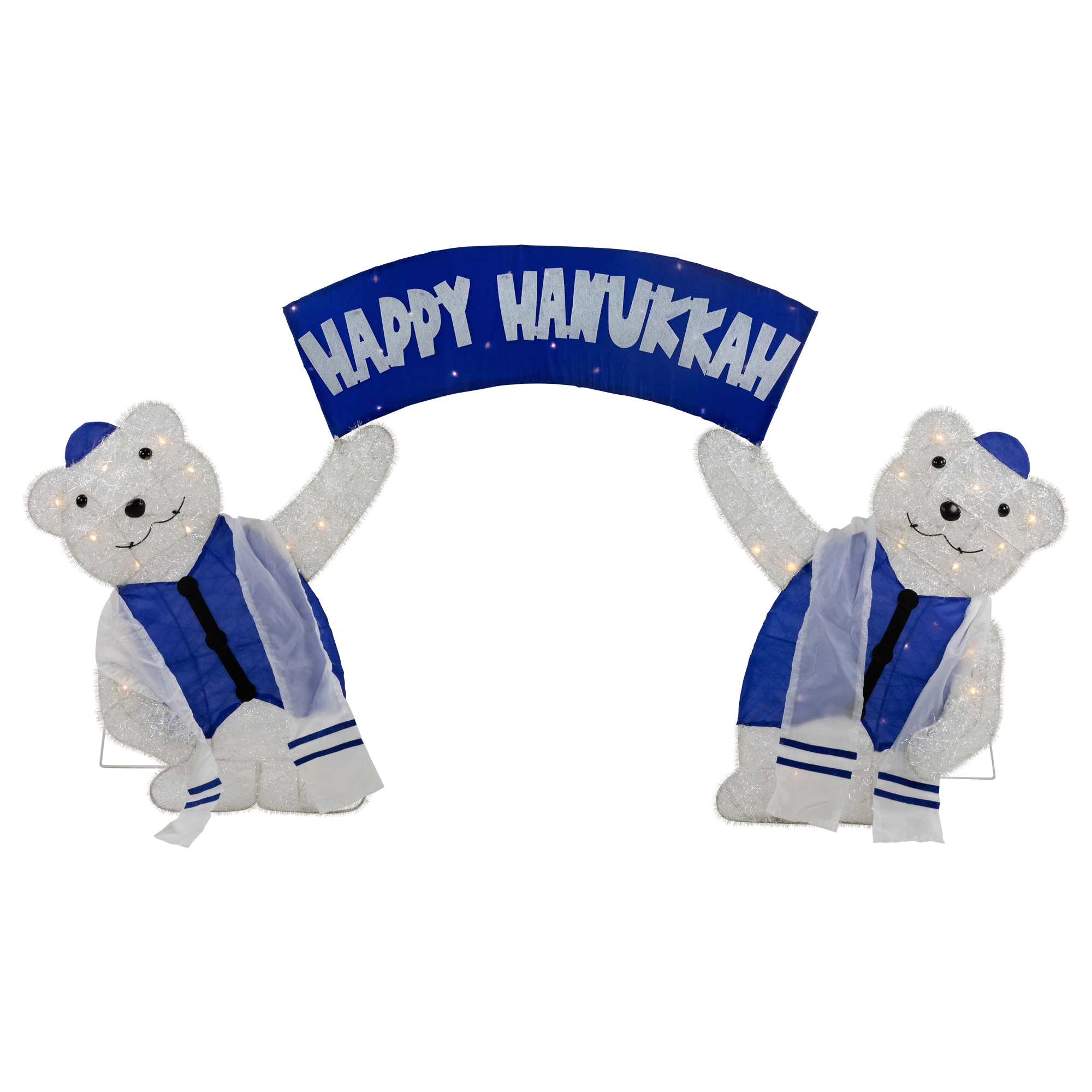 Northlight 35764103 Happy Hanukkah Pre-Lit Metal Free standing decoration Happy Hanukkah polar bears LED Lights