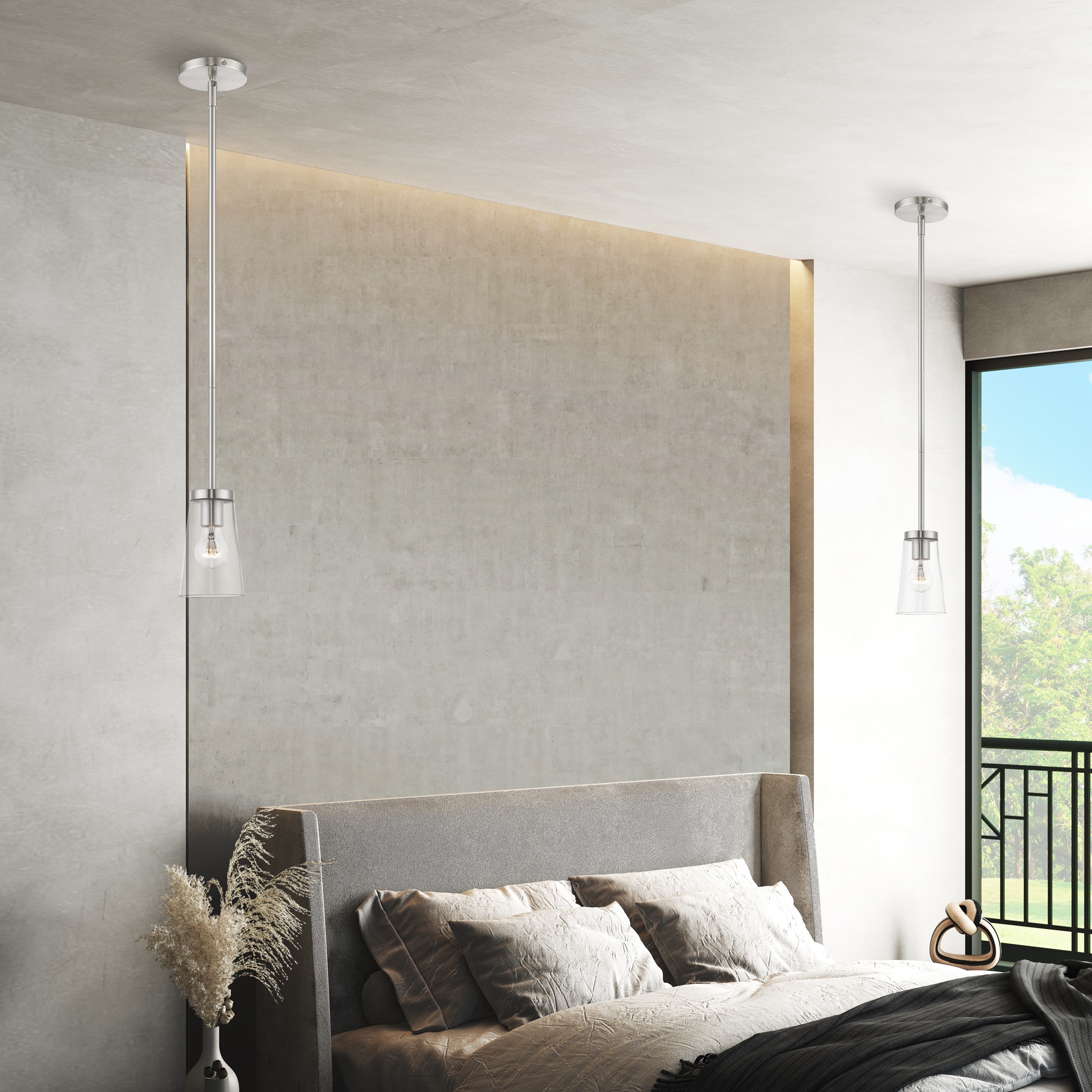 Brushed Nickel Mini Pendant with Clear Glass Shade