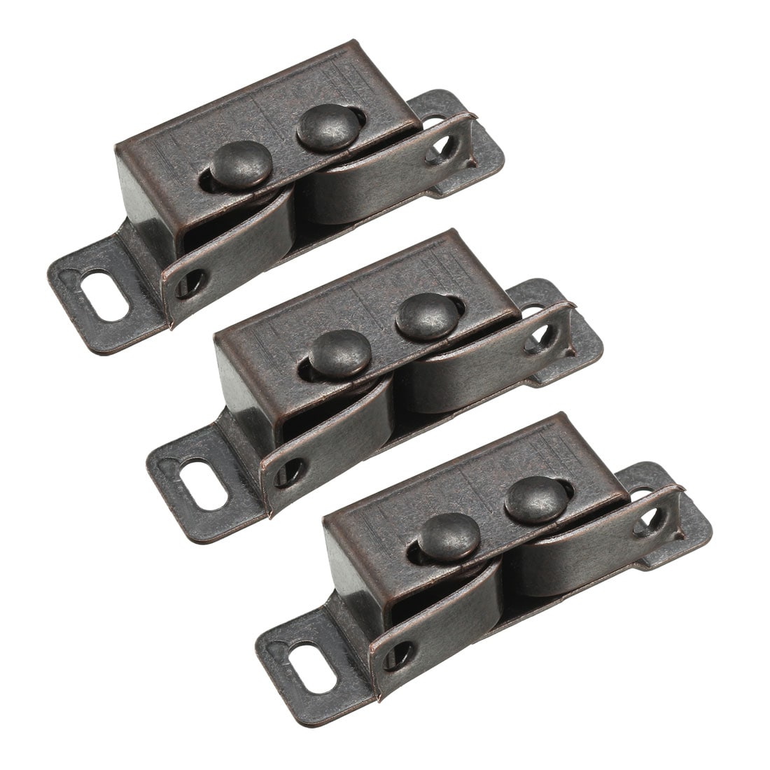 Unique Bargains S25093001UX9664 Retro Wardrobe Door Iron Double Ball Roller Catch Latch Copper Tone 3 Pcs