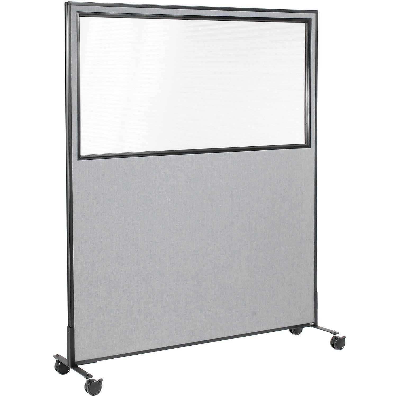 Global Industrial 695790MWGY 60-14-inW x 99-inH Mobile Office Partition Panel with Partial Window Gray