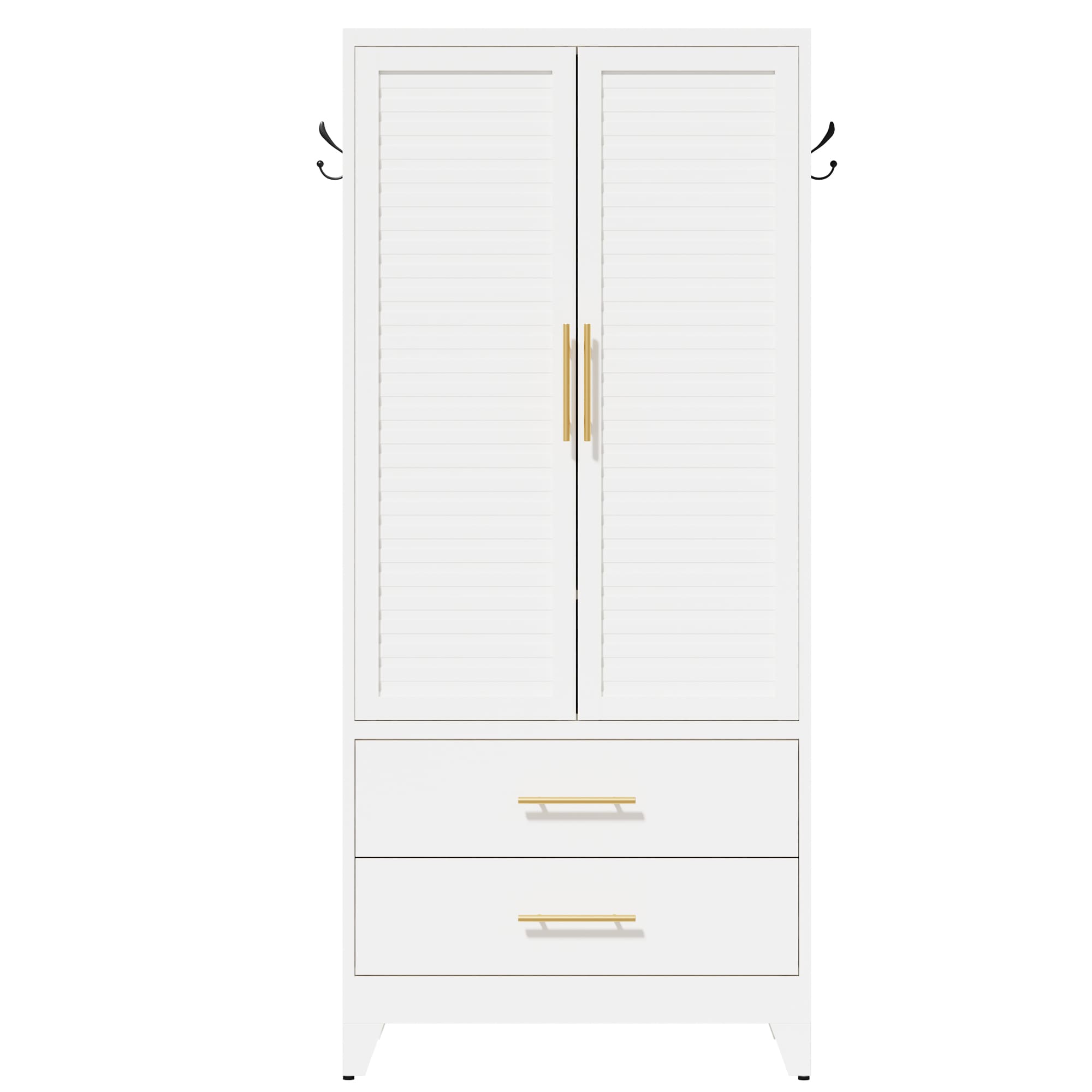 Flynama - Metal Wardrobe Closet White Armoire