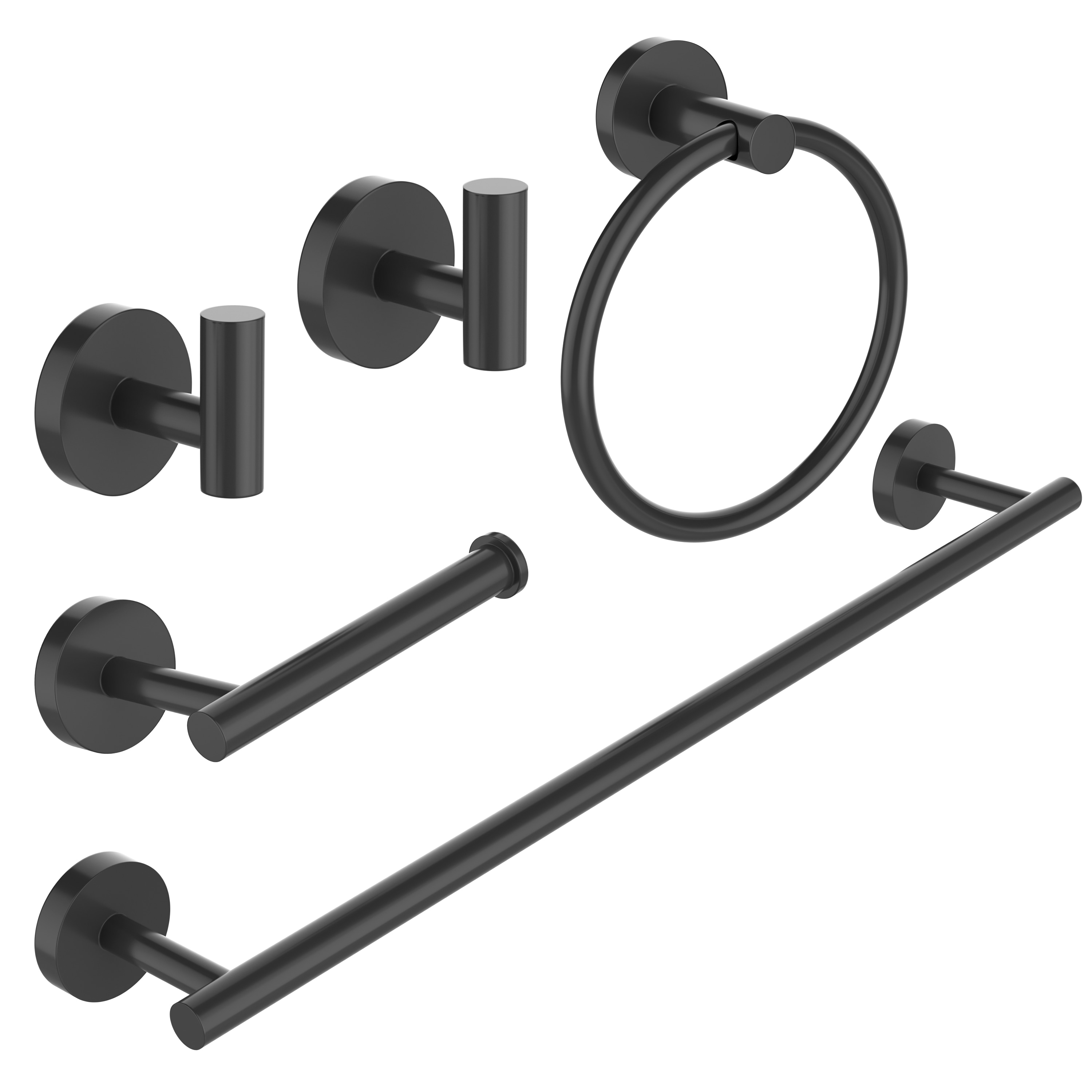 Yuaris - 5-Piece Bath Hardware Set with Towel Bar Hand Towel Holder Toilet Paper Holder Towel Hoo...