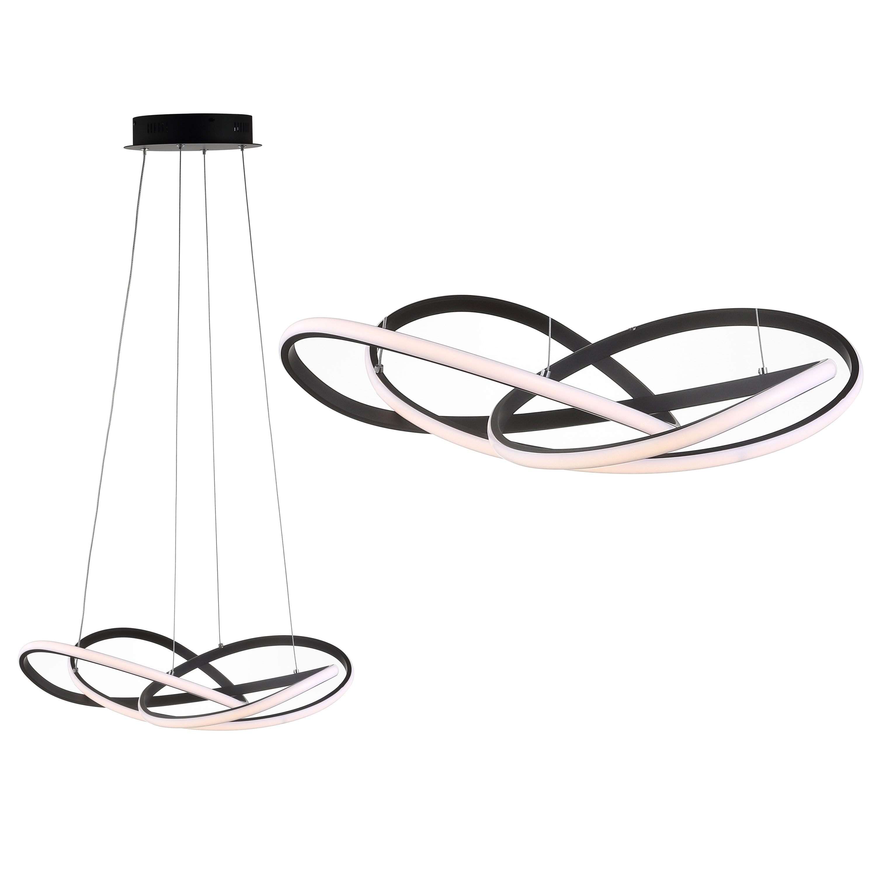 Alexia 25" Black Matte Metal LED Adjustable Geometric Pendant
