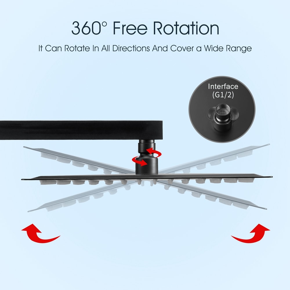 10 Inch Matte Black Stainless Steel Square Rain Shower Head