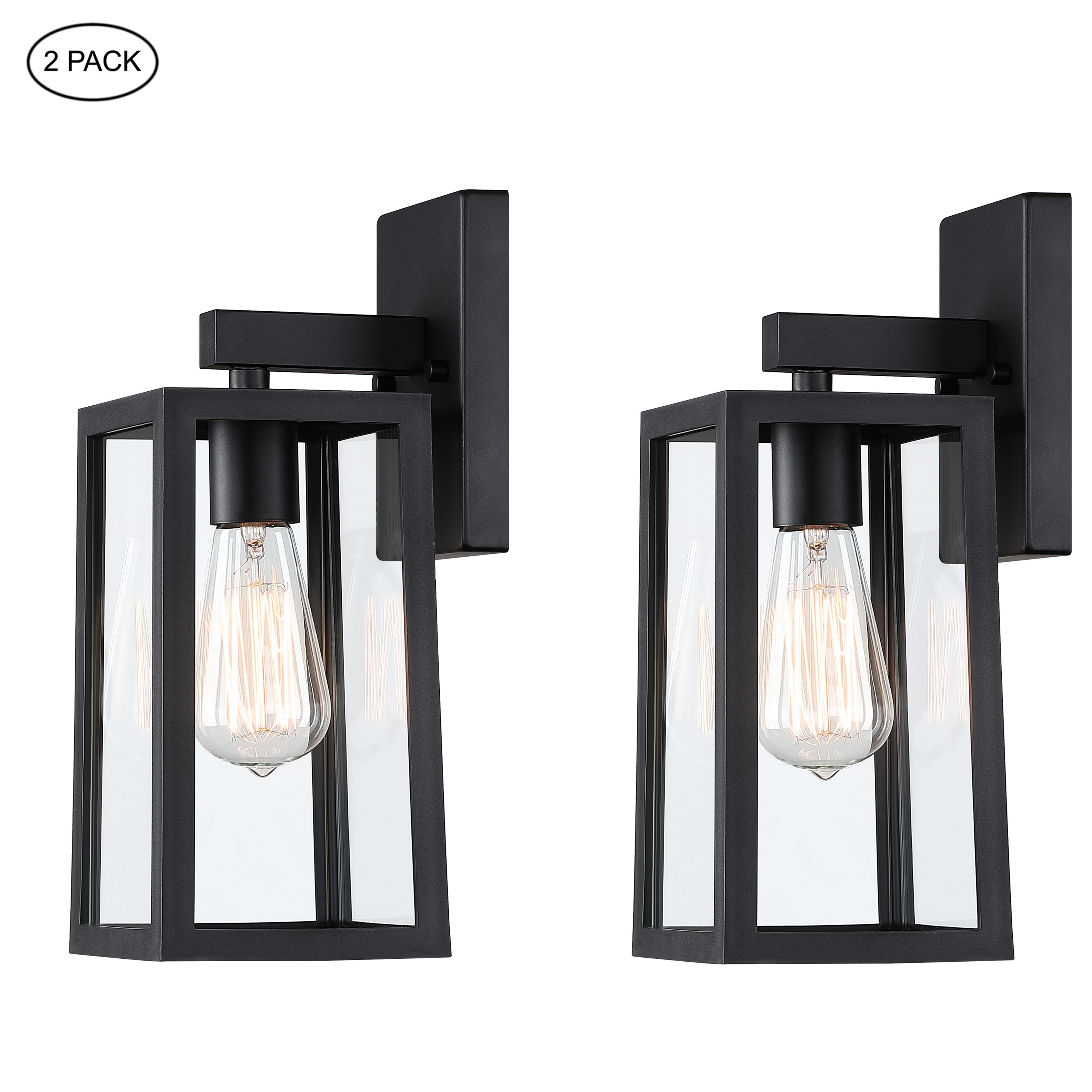 FAYMART LIGHTING F84932-BK Loca 2 -Pack 1 -Light 13.5-in H Black Hardwired Outdoor Wall Light