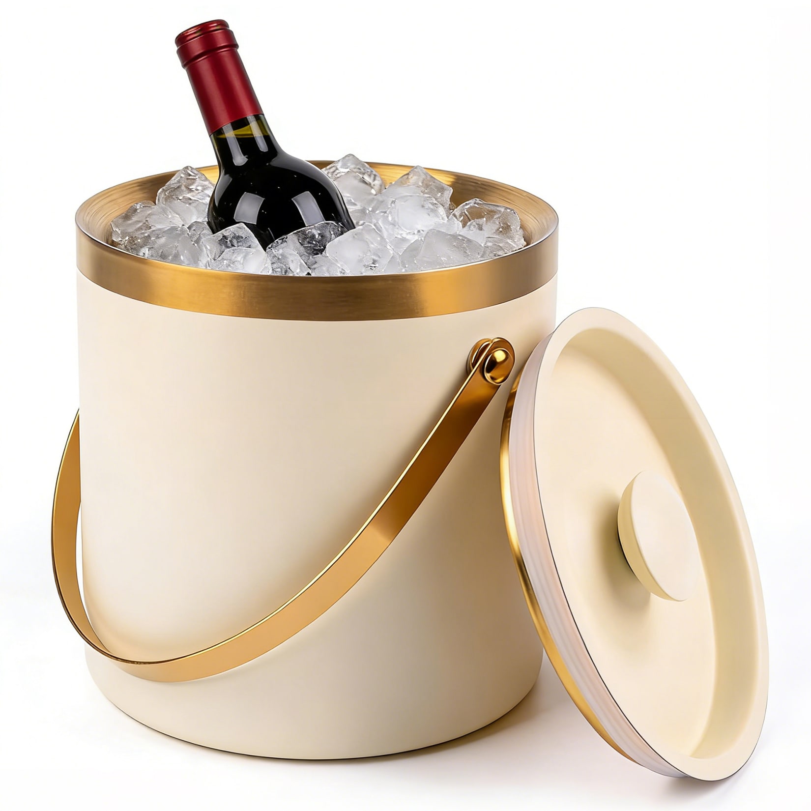 Garvee 3L Insulated Stainless Steel Ice Bucket with Lid and Scoop Mirror Finish 3 Layer Vacuum Beverage Bucket for Parties Bar Picnic Wine White #BZZ-4QXTWXLL0-FEA