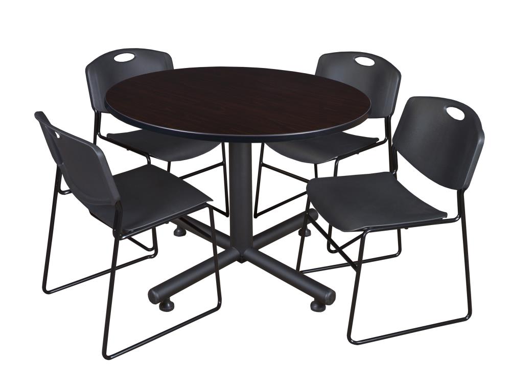 Regency TKB48RNDMW44BK Breakroom Brown 4-Person Training Table (48-in W x 29-in H)