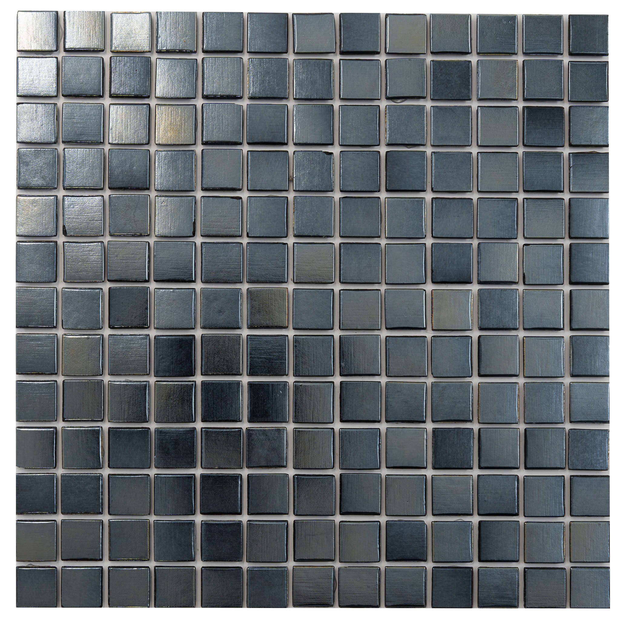 Nacreous Black Glass Mosaic 12" x 12" Wall and Floor Tile