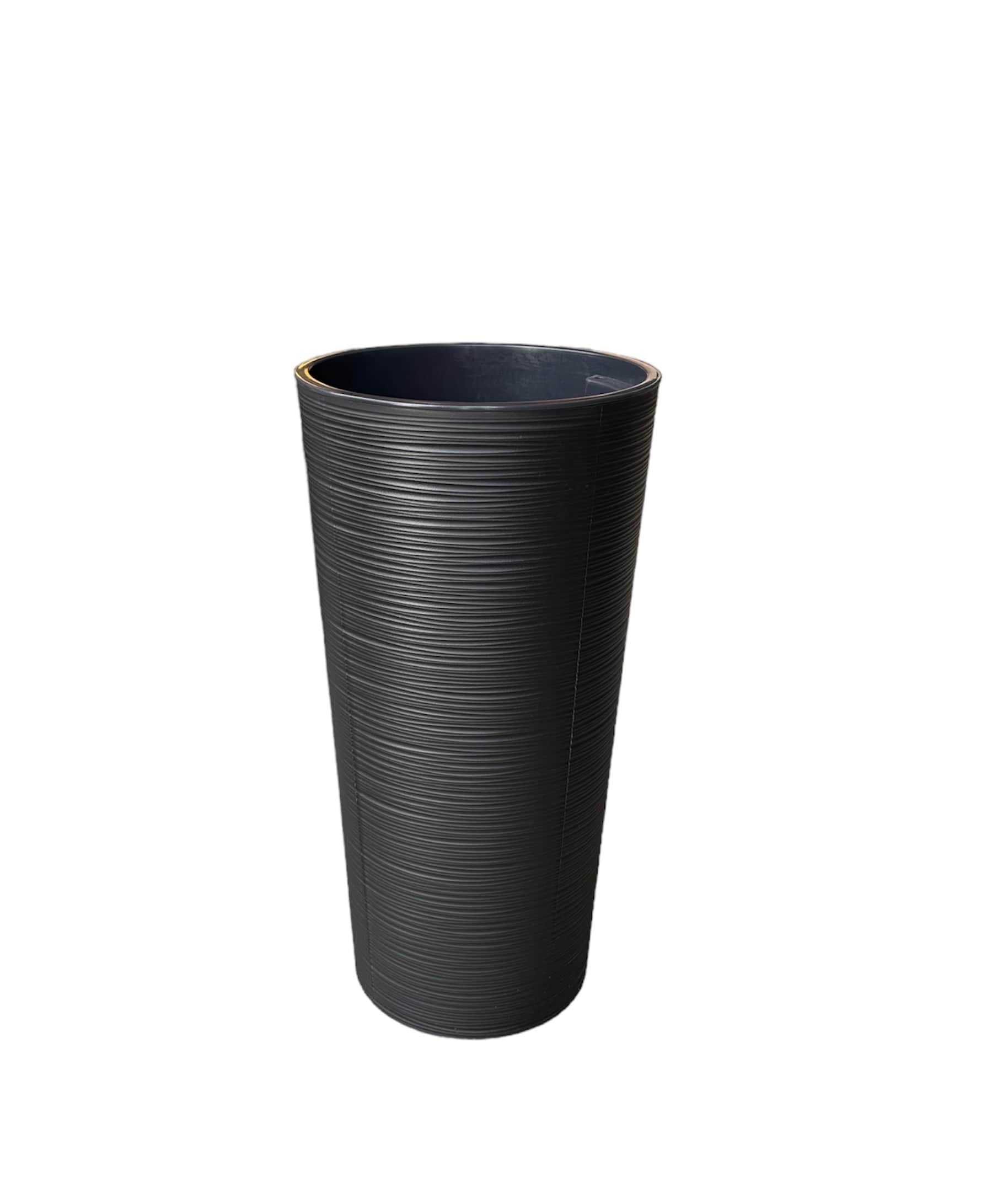 Color and Sabor Mediterano LD30004 Round 11.8-in W Large Black Plastic Indoor/Outdoor Planter with Drainage Holes
