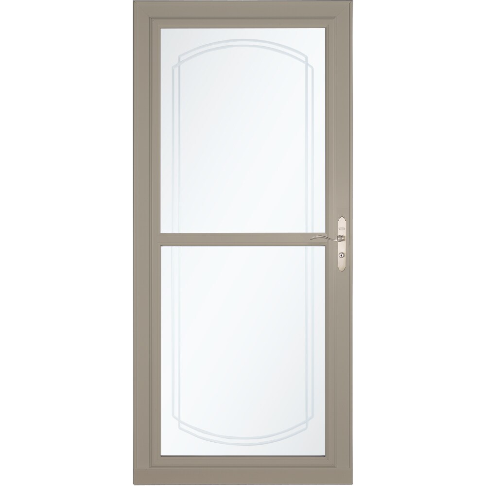 Tradewinds Selection 36-in x 81-in Sandstone Full-view Retractable Screen Aluminum Storm Door with Brushed Nickel Handle in Brown | - LARSON 1461409217