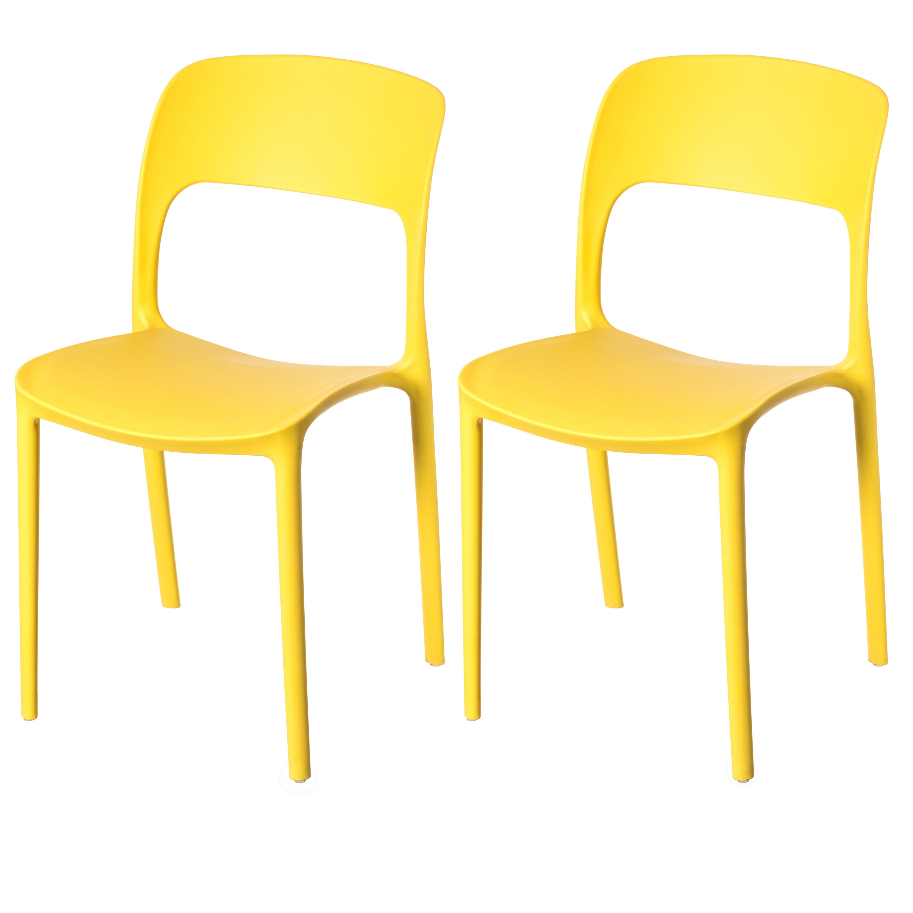 FABULAXE QI004227.YL.2 Set of 2 Contemporary/Modern Dining Side Chair (Plastic Frame)