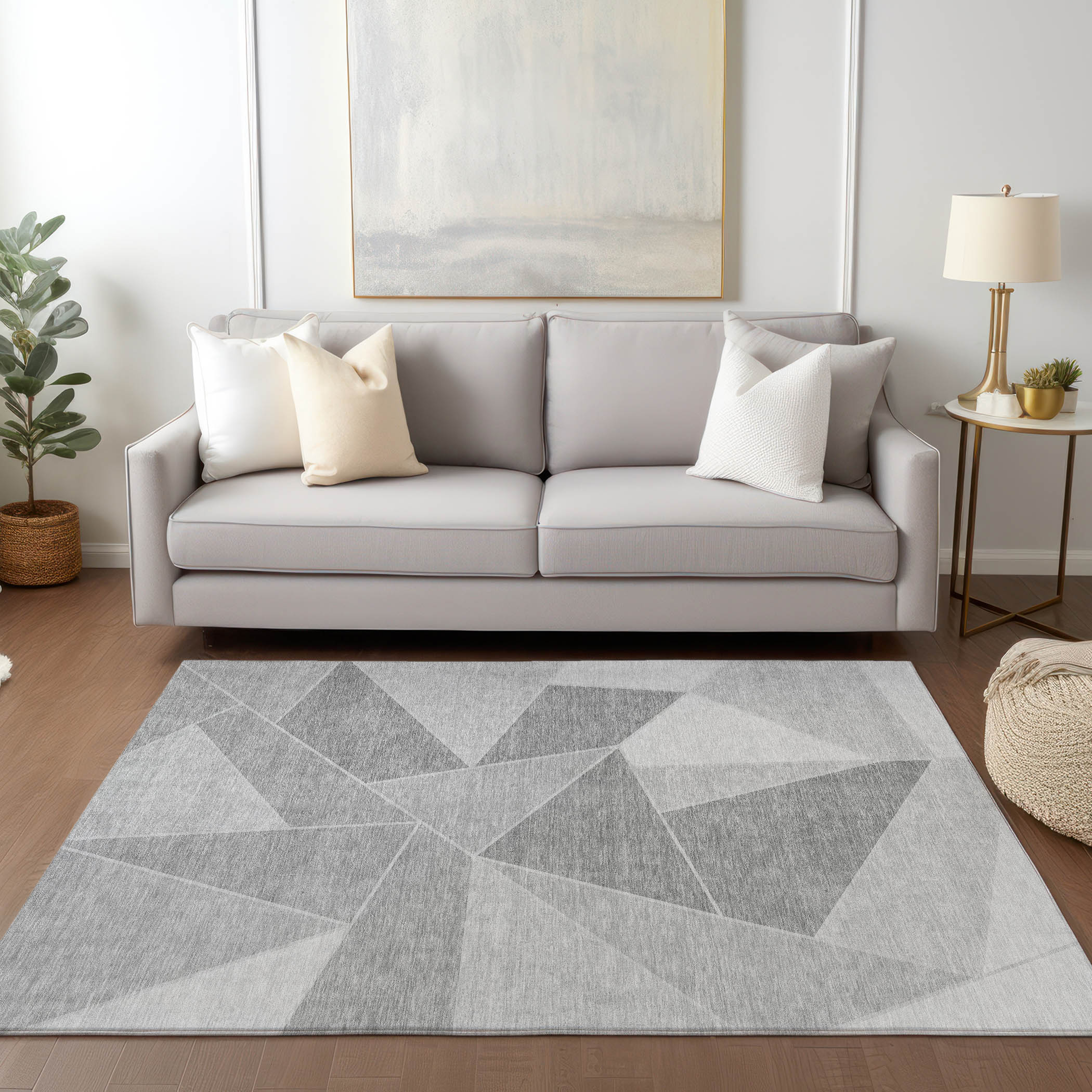 Addison Rugs ACN636GY30X46 Chantille ACN636GY 2 x 3 (ft) Polyester Gray Rectangular Indoor/Outdoor Geometric Machine washable Area rug