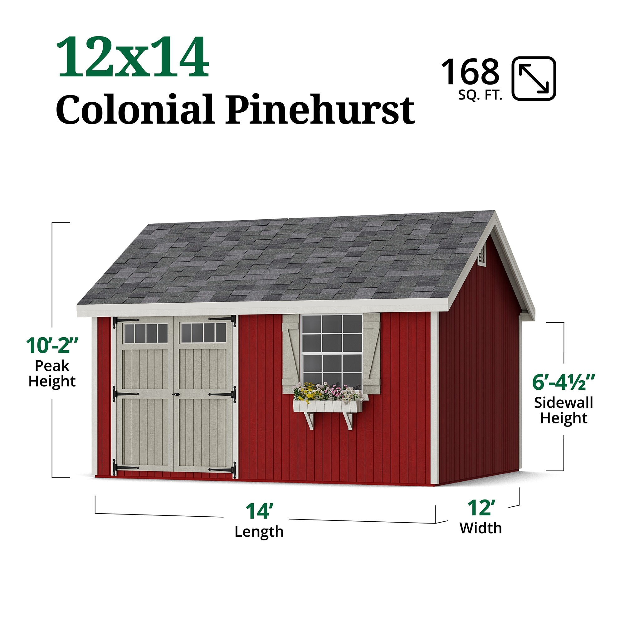 Little Cottage Co 12X14 PCGS-PC Wood-Storage-Buildings - View #3