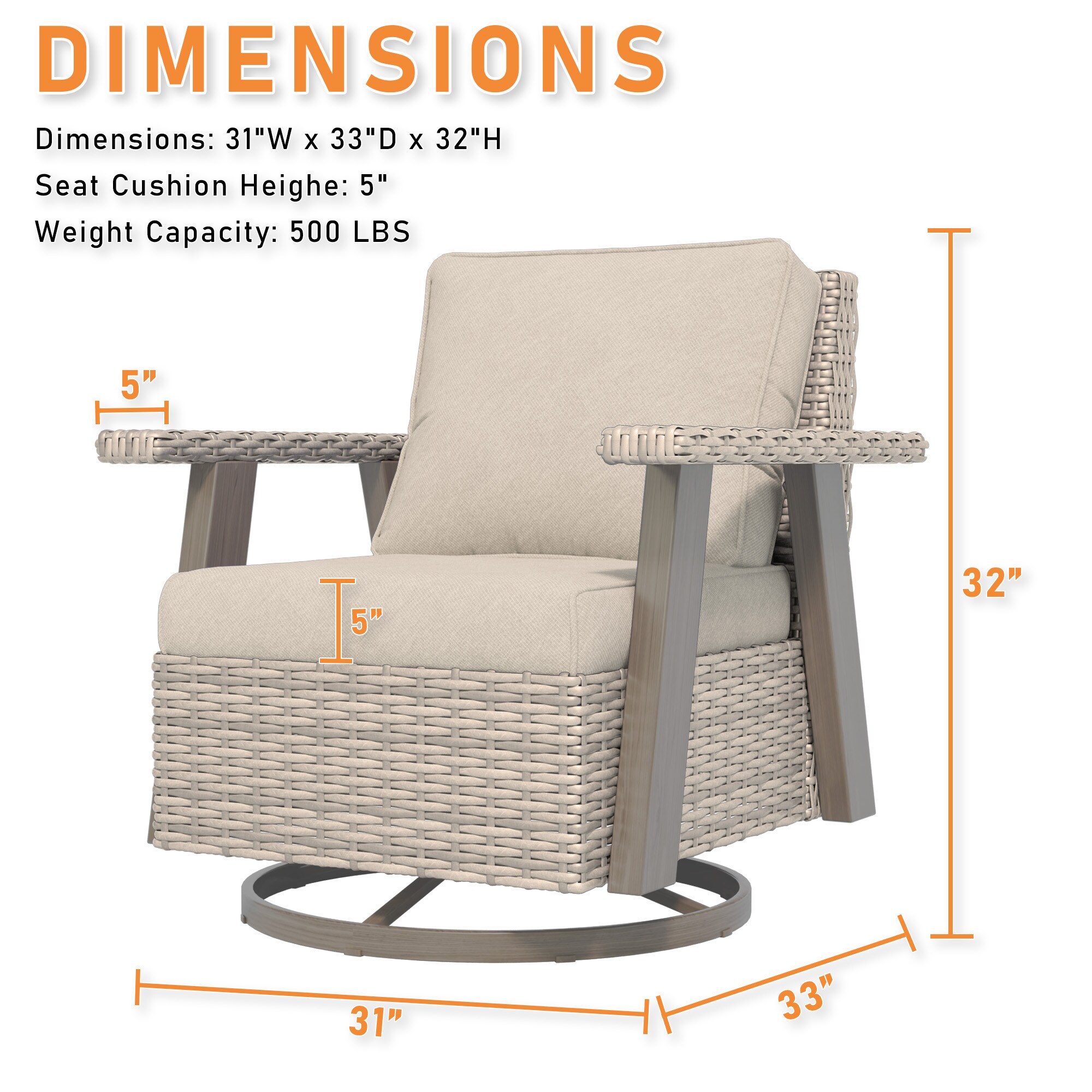 Gardenbee HGL-M48A-BGE Patio-Chairs - View #2