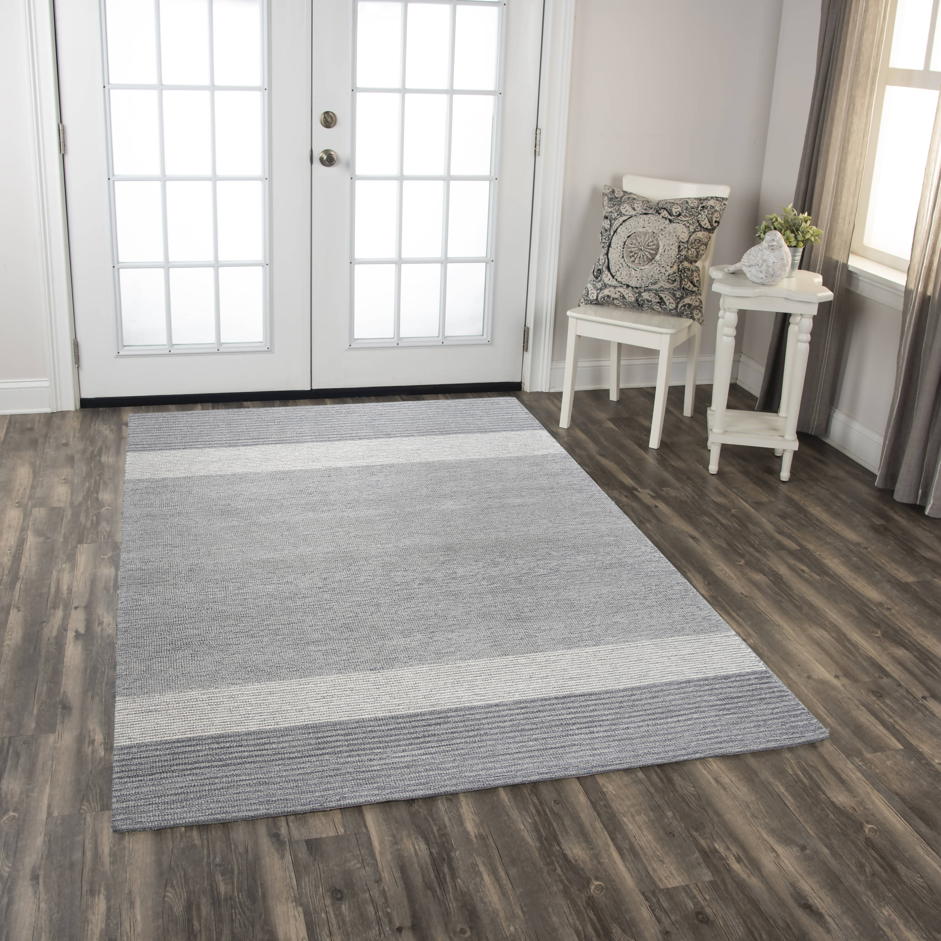 Alora Decor 11111112300338611 Wondrous 8 x 11 Wool Gray Indoor Stripe Area Rug