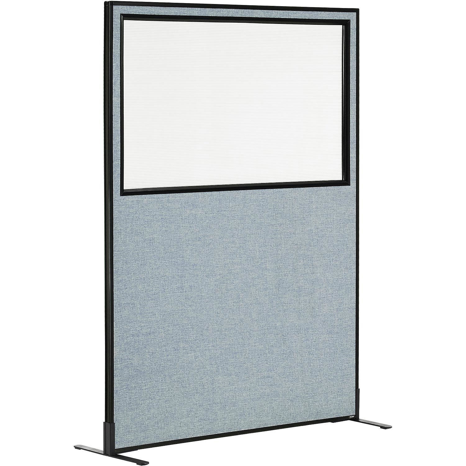Global Industrial 695789FWBL 48-14-inW x 96-inH Freestanding Office Partition Panel with Partial Window Blue