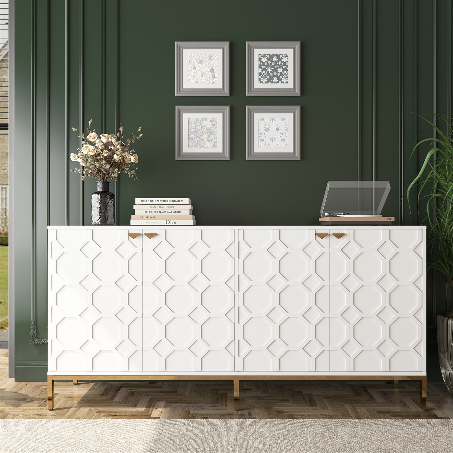 Mondawe MO-JH0054D-WH Contemporary/Modern White Sideboard