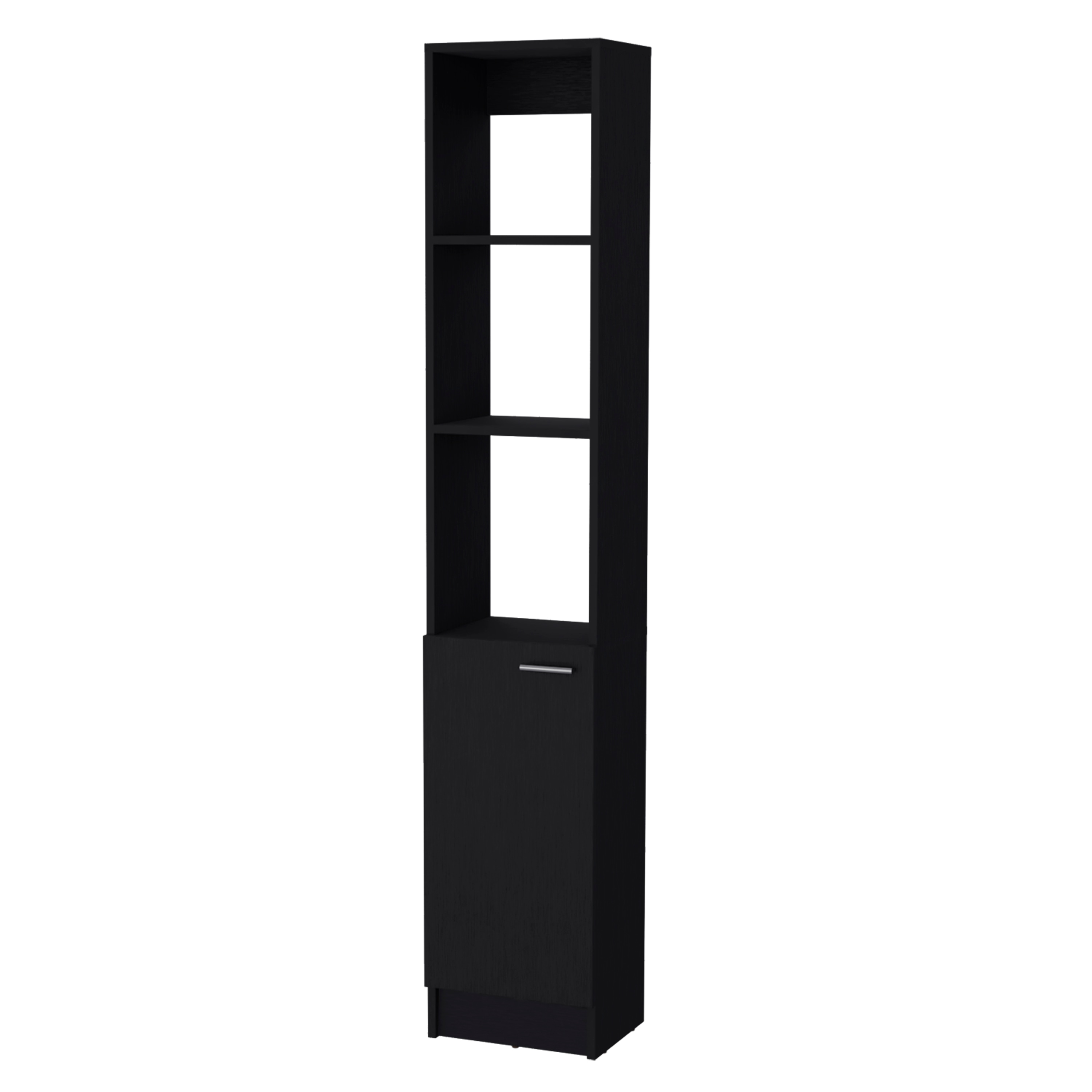 Vanityfus - Linen Cabinet with 1 Door Cabinet 3 Open Shelves-Black
