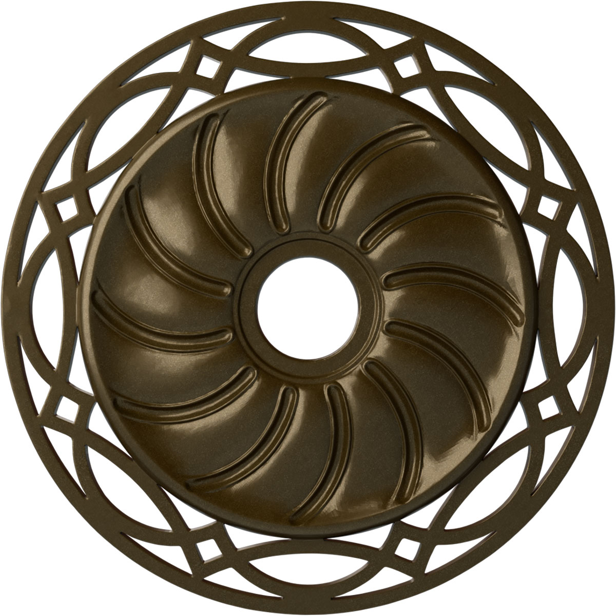 Ekena Millwork CM26LOBRS Loera 26.625-in W x 26.625-in L Painted Brass Polyurethane Whole Ceiling Medallion
