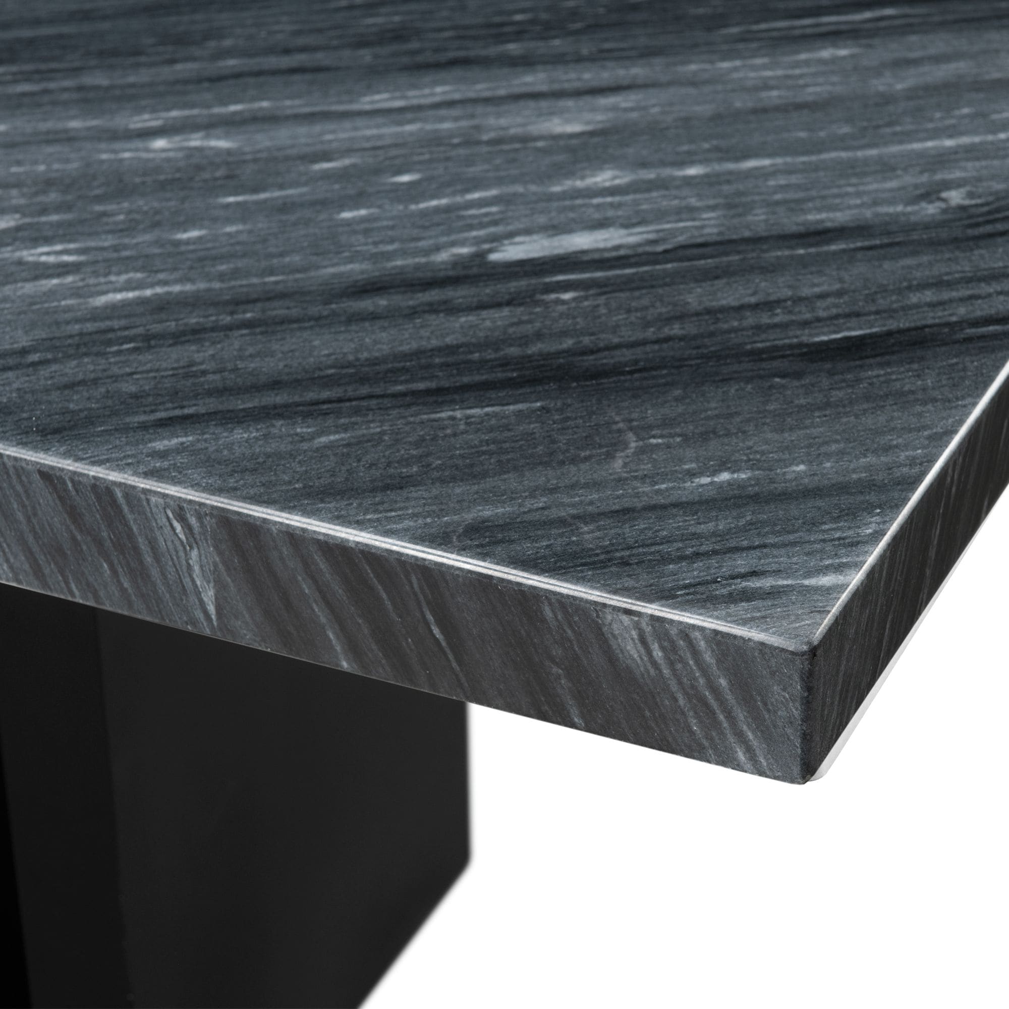 Gray Marble and Black Wood Rectangular Counter Height Table