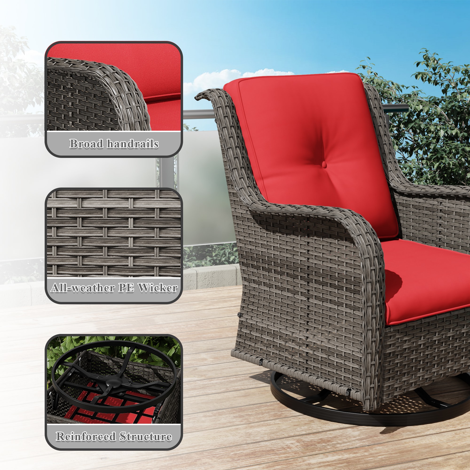 Gardenbee HGL-M01-RED Patio-Conversation-Sets - View #4