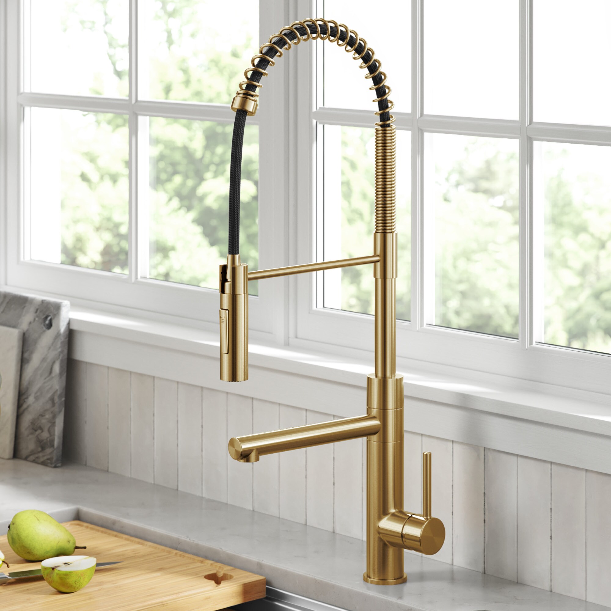 Kraus Brushed Brass Single Handle Pull-down Kitchen Faucet in the ...