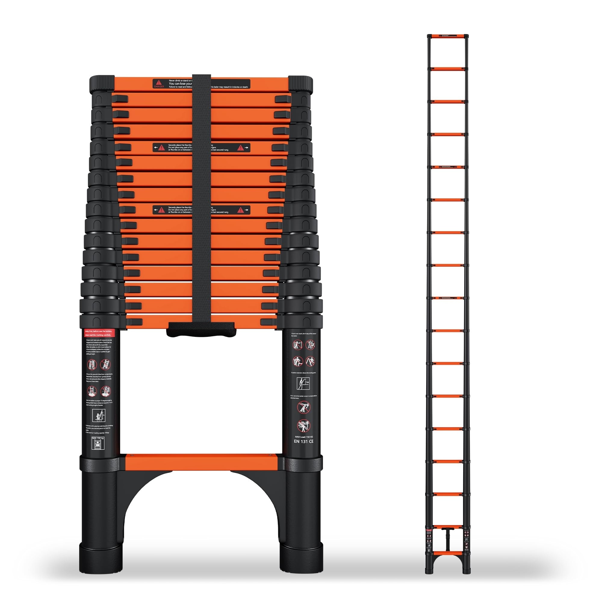 Vrbgify 16.5 ft telescoping aluminum ladder ANSI certified Type IA heavy duty 330 lb capacity 11.8 inch step spacing for home roof RV 1 Piece #LVG0430D21
