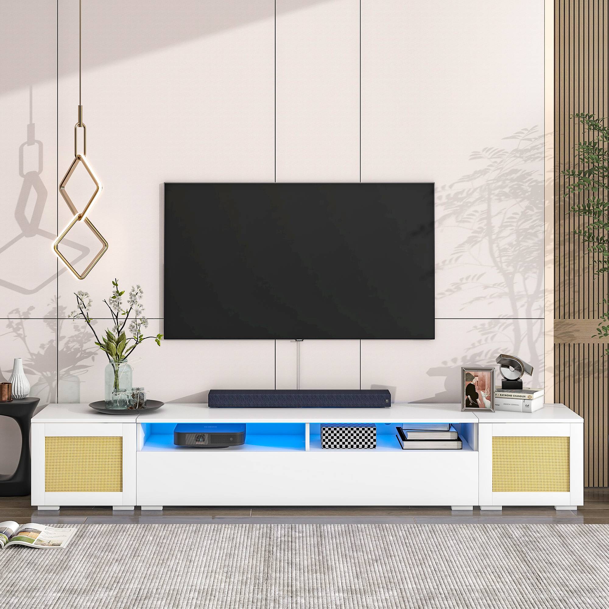 Yiekholo Modern/Contemporary White Tv Cabinet (Accommodates TVs up to 80-in)