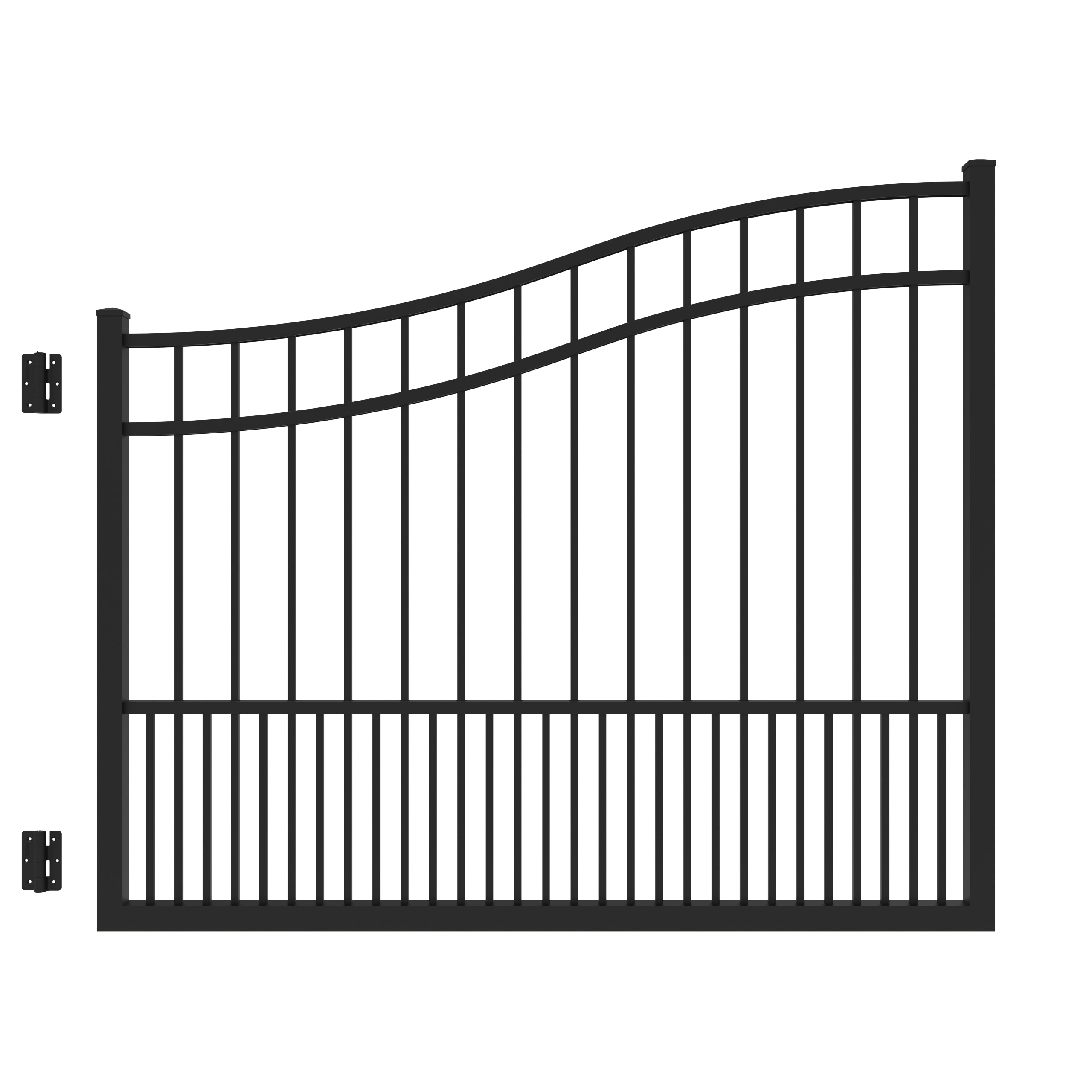 Freedom Sydney 4-ft H x 4-ft W Black Aluminum Spaced Picket Flat-top Decorative Fence Gate