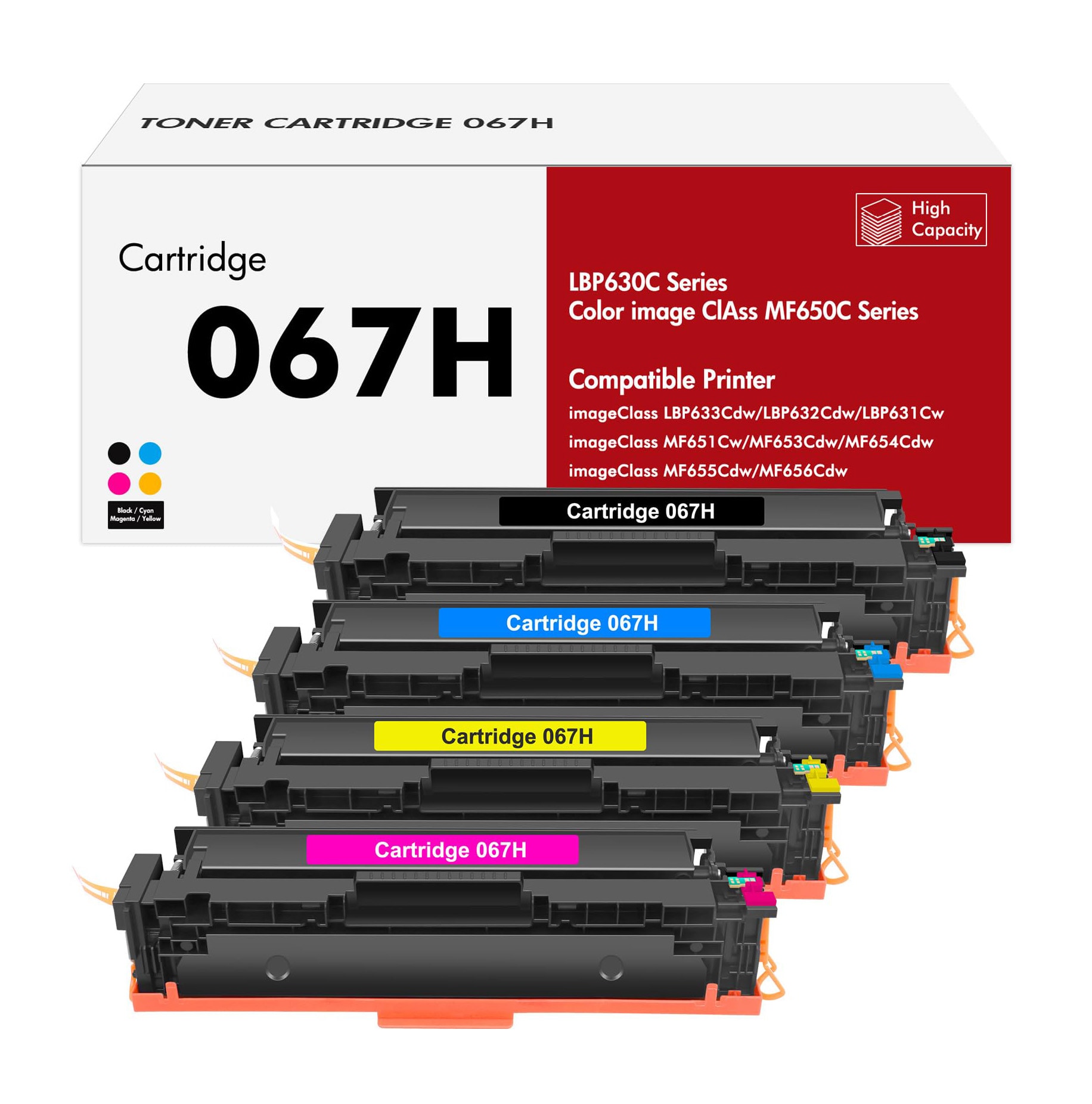 Etokfoks 067 067H high yield toner cartridge set 4 pack black cyan yellow magenta for MF656Cdw MF654Cdw LBP632Cdw LBP633Cdw printers #LETFDNDDP