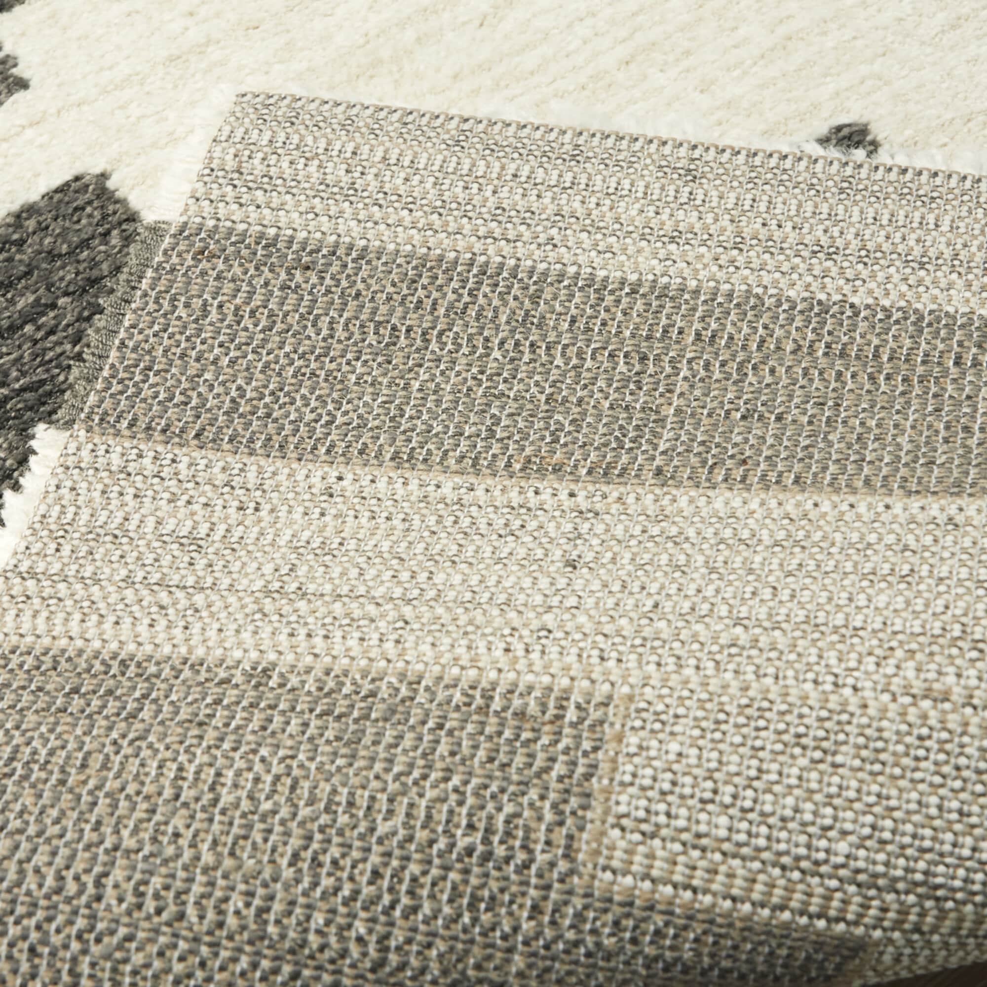 Brynja Off-White and Black Geometric Synthetic Area Rug