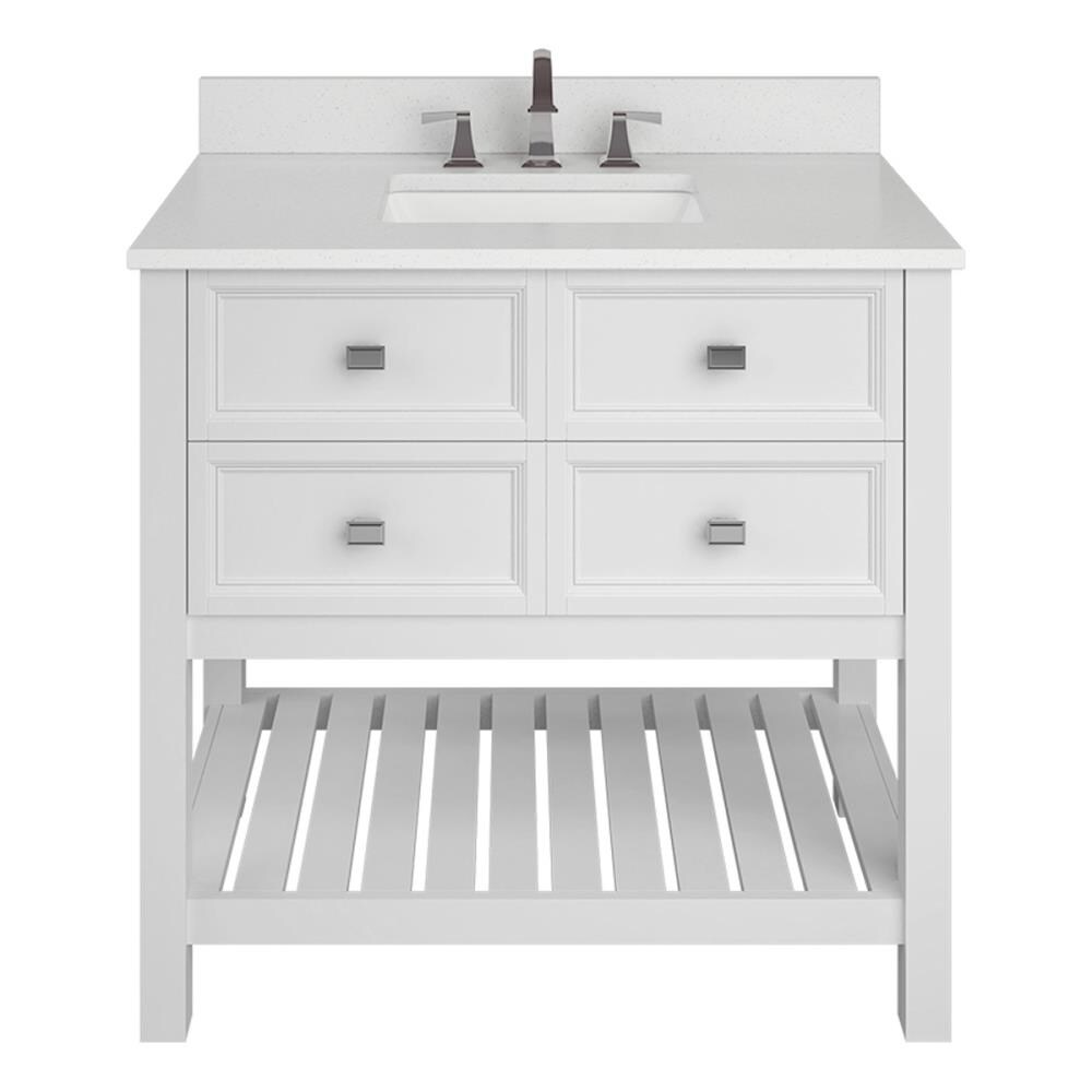 allen + roth Canterbury 36-in Light Gray Single Sink Bathroom Vanity with Terrazzo Engineered Stone Top