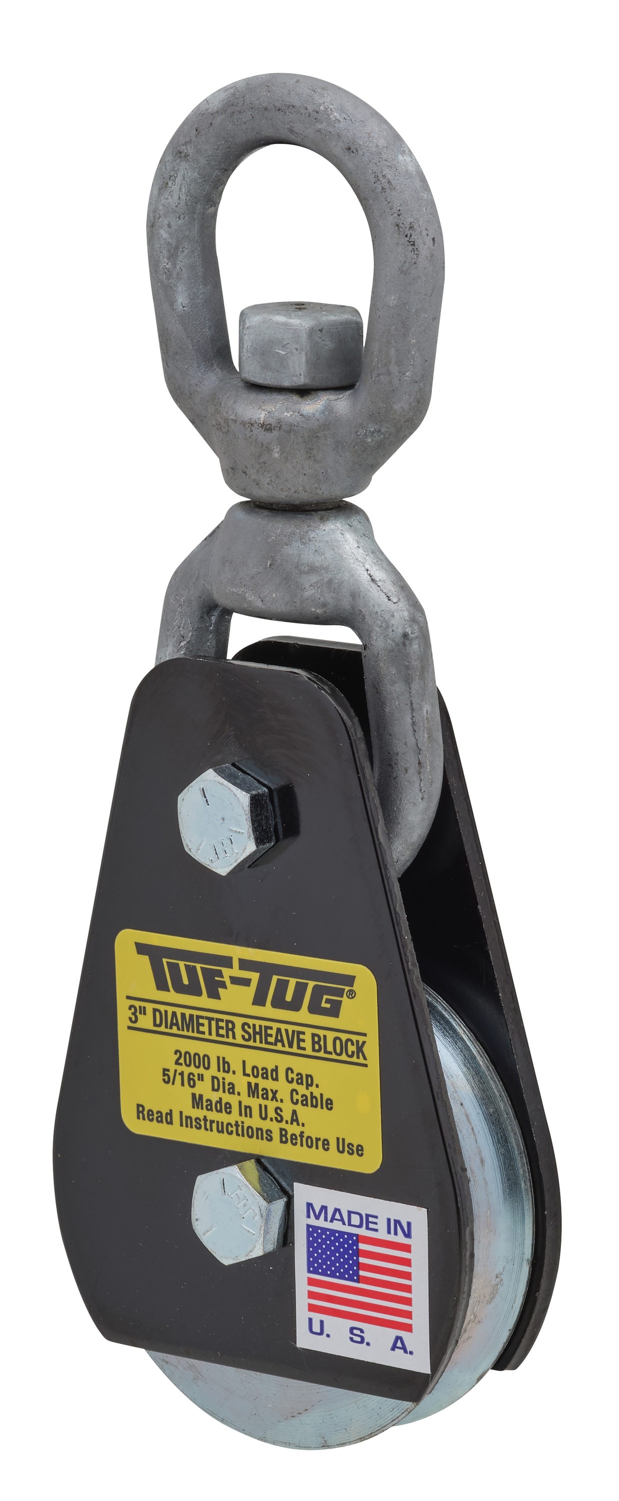 TUF-TUG 3 in Wire Rope Block, Swivel Eye Mount, 2,000 lb Capacity in the  Pulleys department at