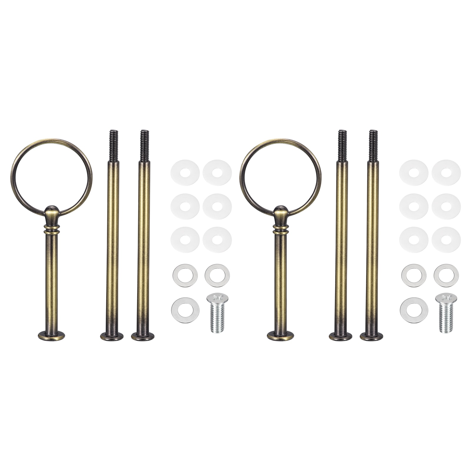 Unique Bargains 2 Set 3-Tier Cupcake Stand Hardware Handles Zinc alloy Cake Plate Stand Handle Fittings with Screws for DIY Making Fruit Plate Cake Stand Ring Bronze