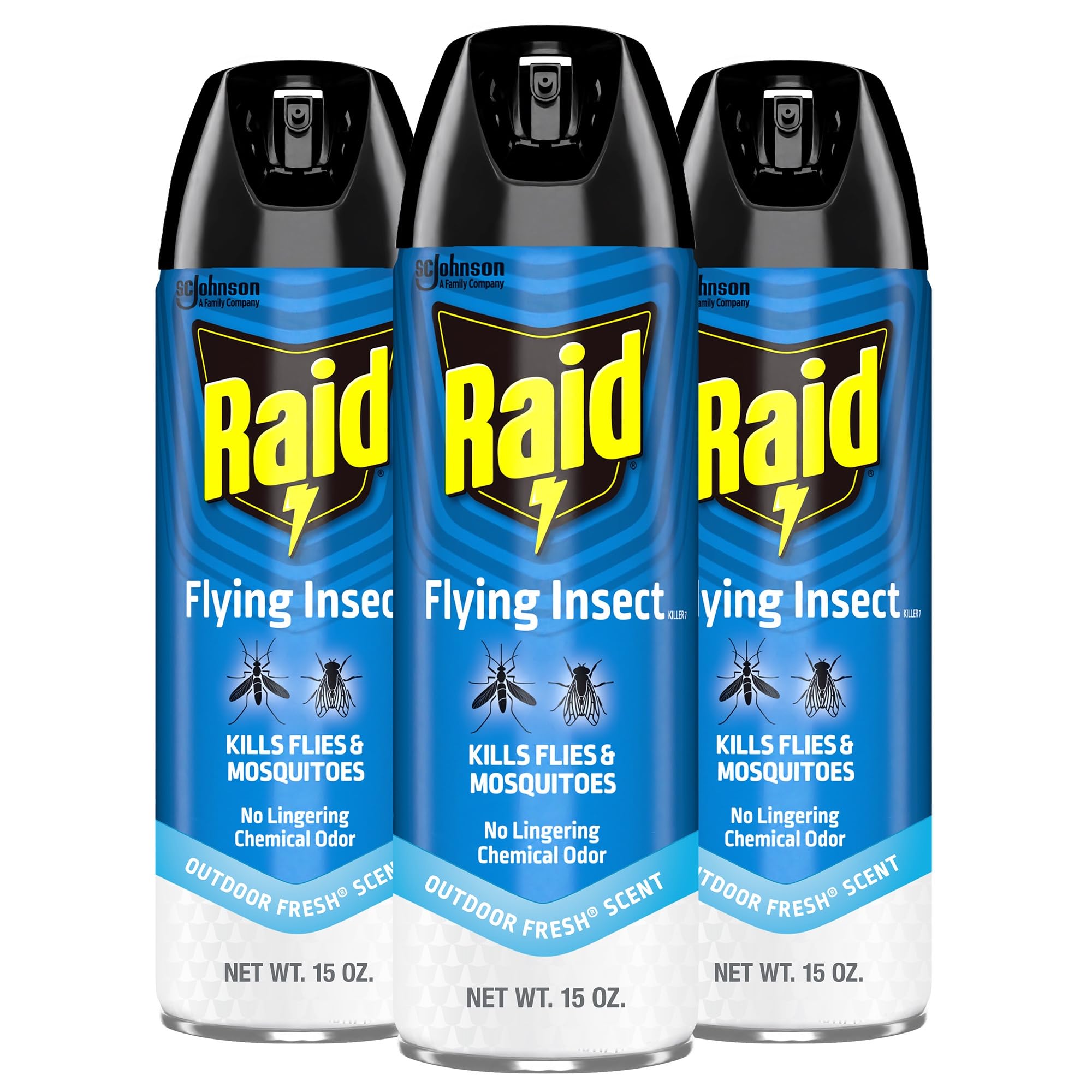 Raid  Flying Insect Killer Kills Flies Mosquitoes and Other Flying Insects on Contact For Indoor and Outdoor Use 15 oz (Pack of 3)