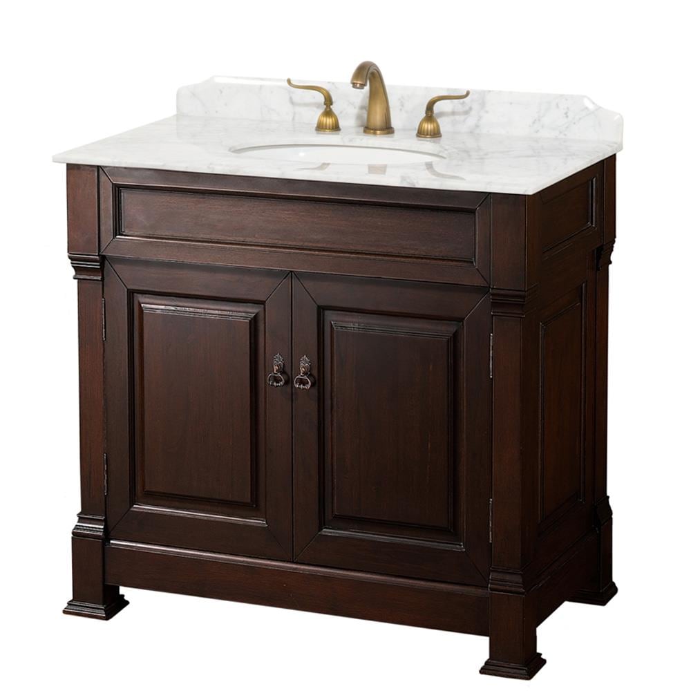 Wyndham Collection Andover 36 In Dark Cherry Undermount Single Sink Bathroom Vanity With White