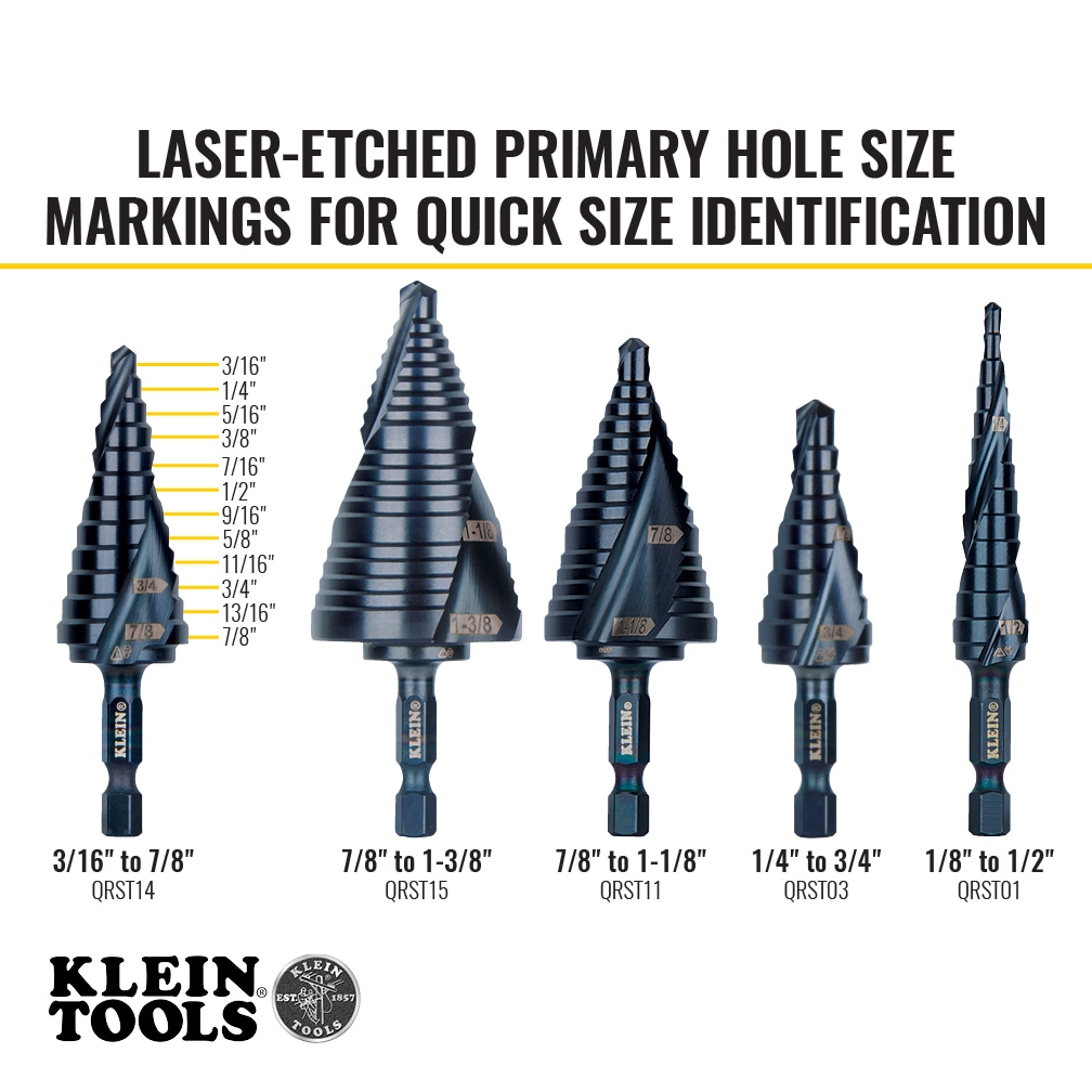Klein Tools QRST14 Metal-Step-Drill-Bits - View #3
