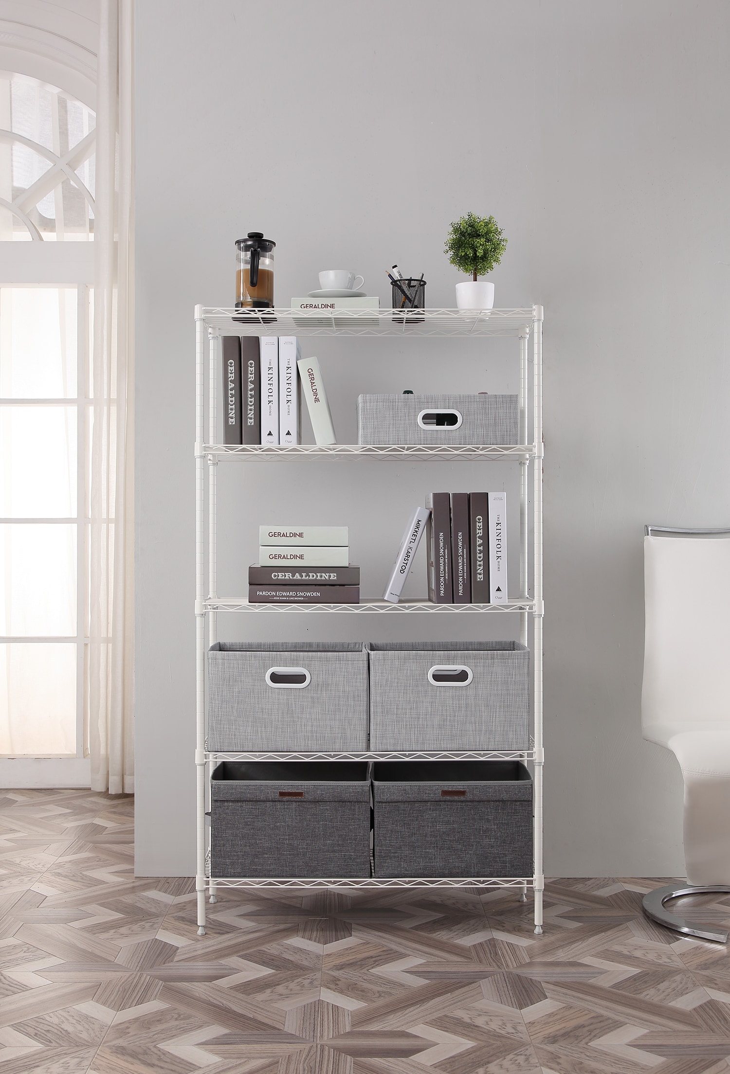 Style Selections 14-in D x 35.7-in W x 53-in H 4-Tier Steel Utility Shelving Unit