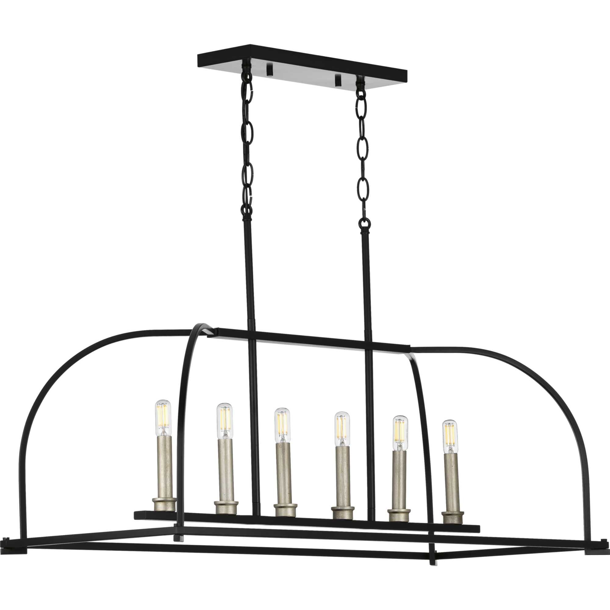 Progress Lighting P400175-031 Seneca 6 -Light Matte Black Farmhouse For Use in Bedrooms, Dining Rooms, Foyers, Kitchens, Living Rooms Chandelier