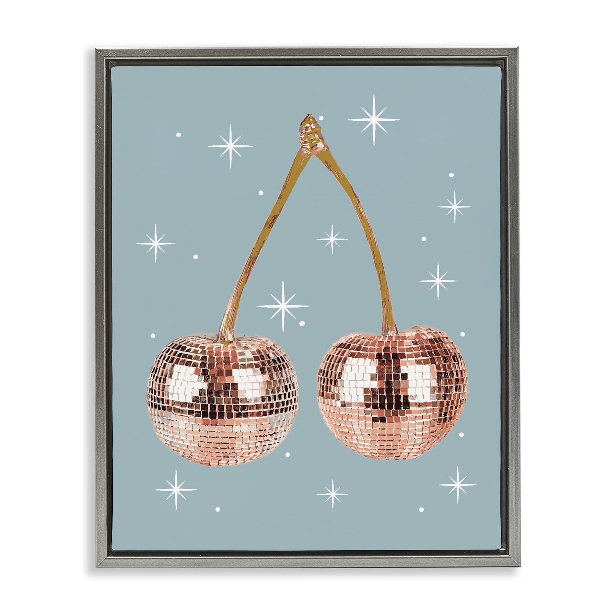 Stupell Industries BT-118-FFL-16X20 Luminous Glam Cherries Gray Framed Floater Canvas Wall Art By Lil' Rue 17 x 21